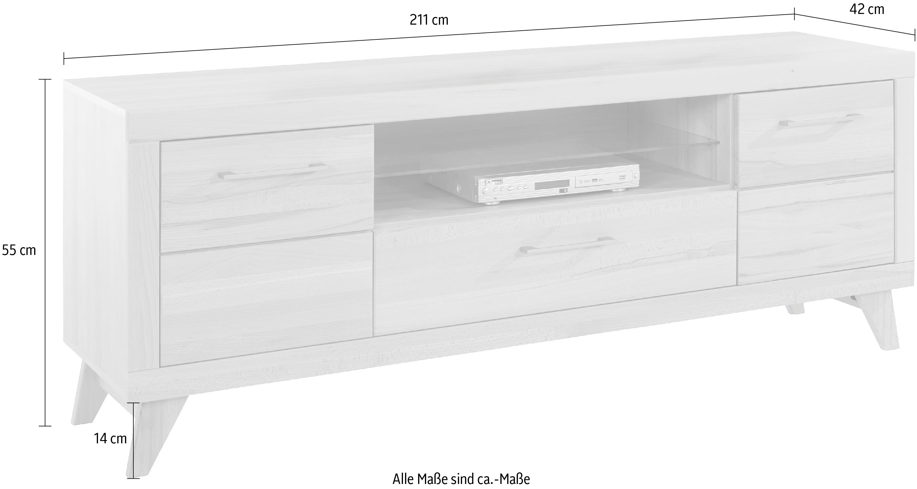 VOGL Möbelfabrik Tv-meubel 1237 Massief houten front, breedte ca. 171 cm, met soft-close functie