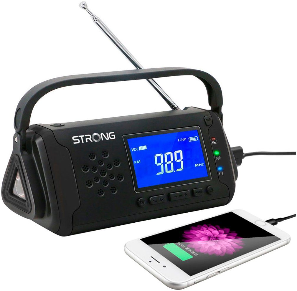 Strong Noodradio EPR1500 Camping- en noodradio met zonne- en handbediening, powerbank
