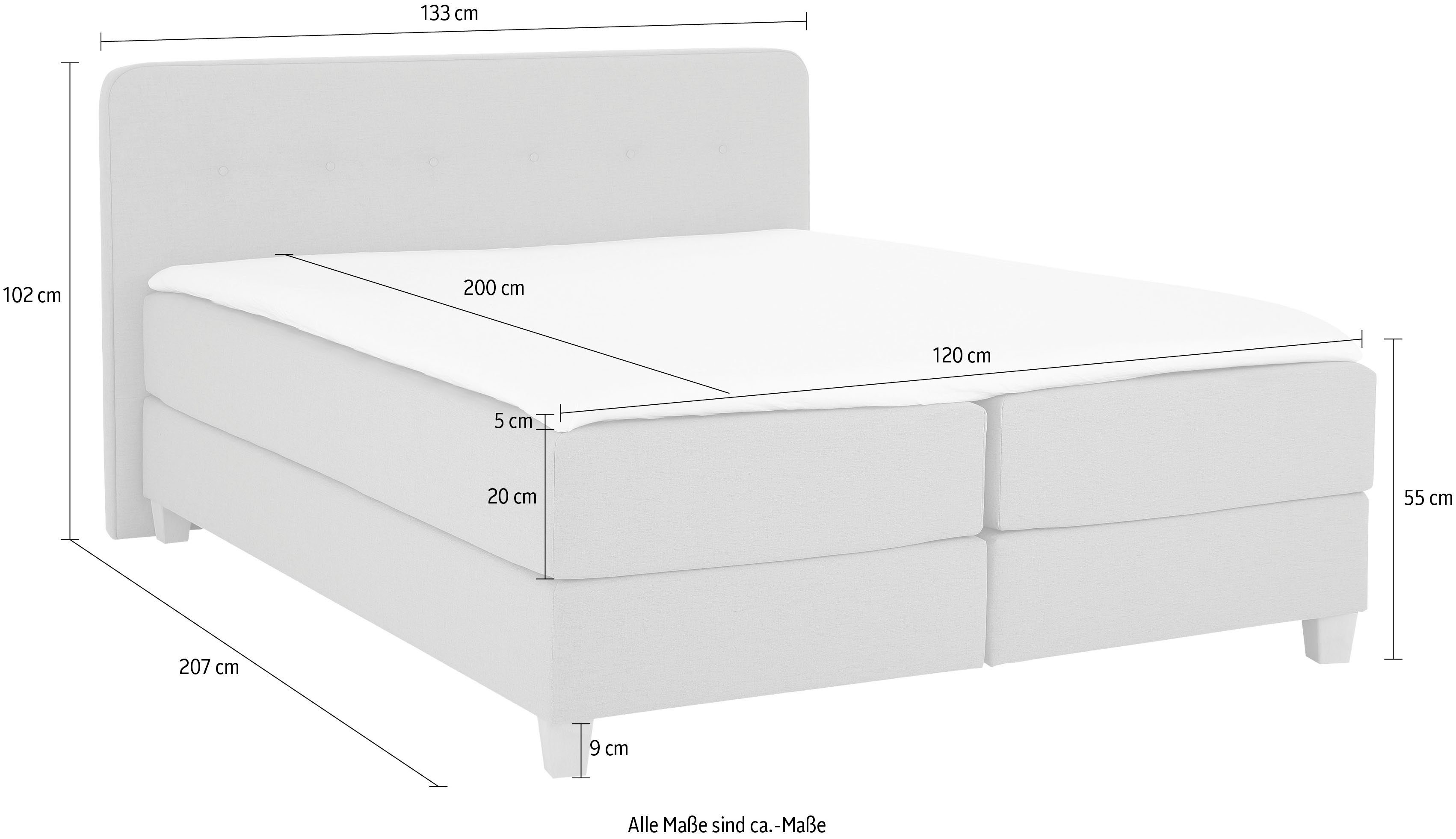 Home affaire Boxspring Fargo inclusief topper, in 3 soorten matrassen, in fluweel of structuurstof