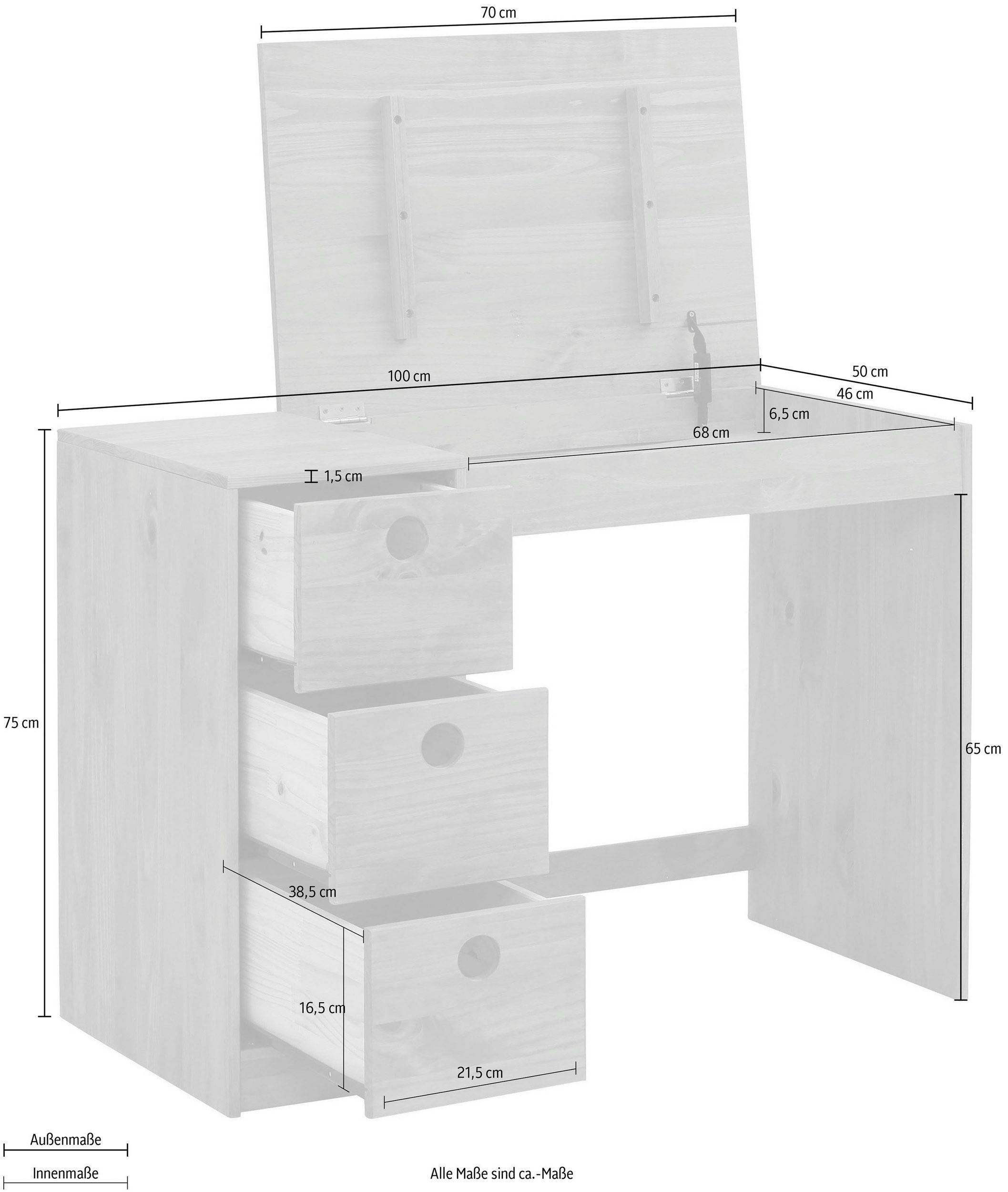 Lüttenhütt Tienerkamerset Alpi Daybed, bureau met opbergruimte en kledingkast in huisstijl (voordeelset, 3-delig)