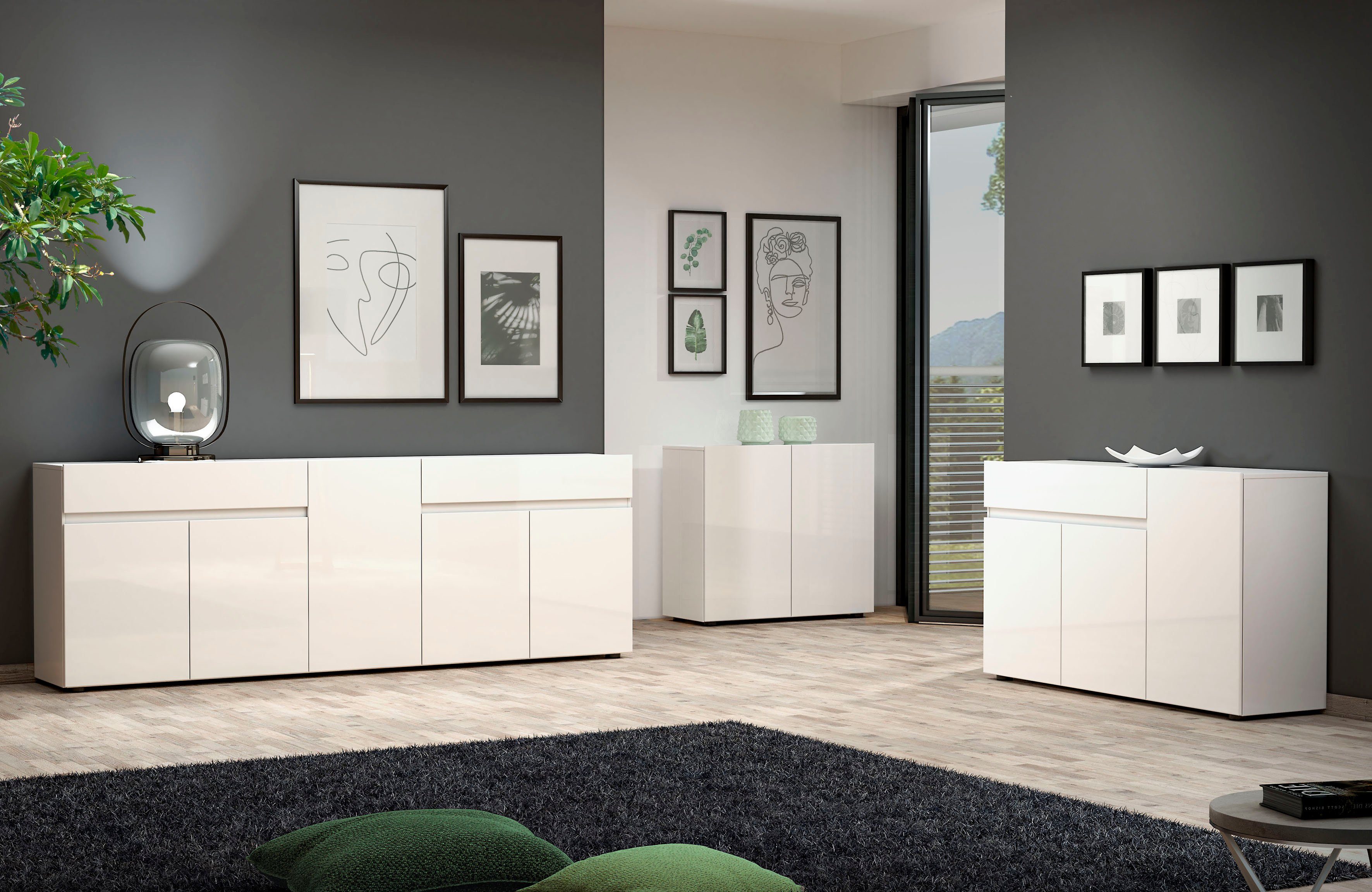 INOSIGN Dressoir Mister Dressoir, volledig hoogglans gelakt, B/H 135x80 cm