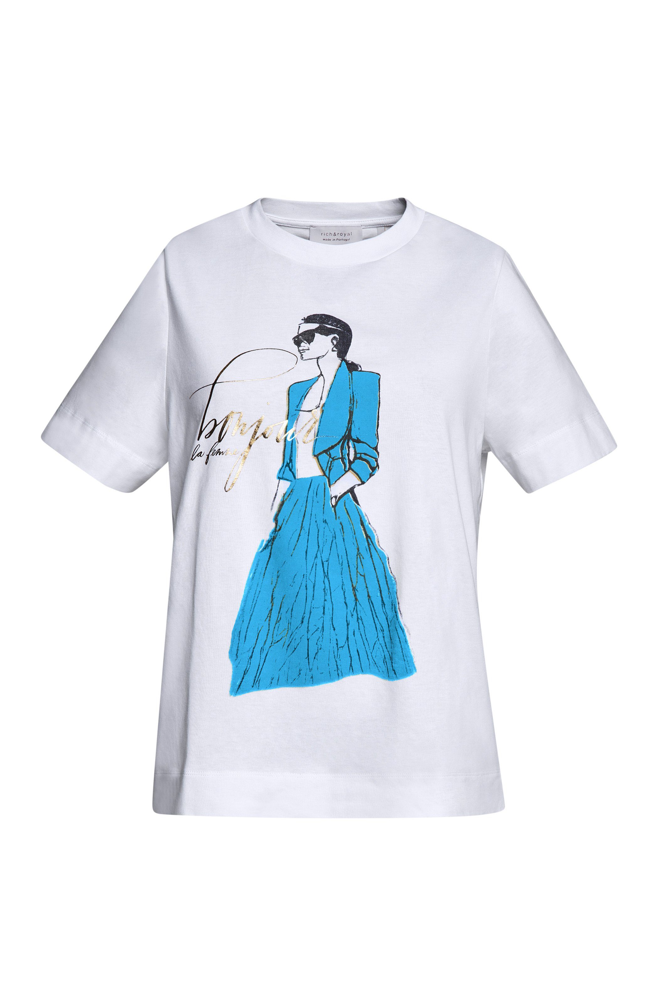 Rich & Royal T-shirt Easy fit T-shirt "Bonjour" met vrouwenprint