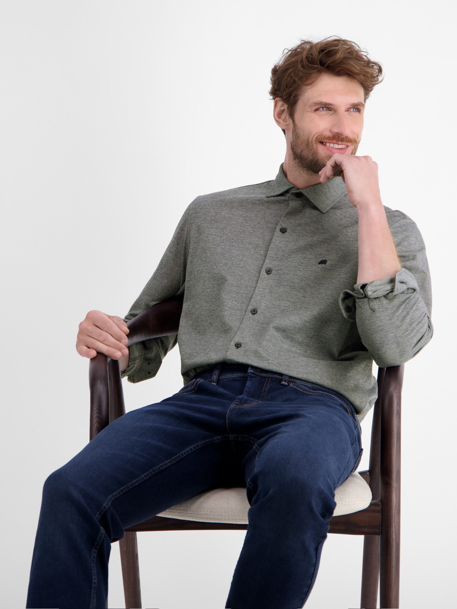 Lerros Overhemd met lange mouwen LERROS Heren Jerseyhemd, Stijl ontmoet comfort