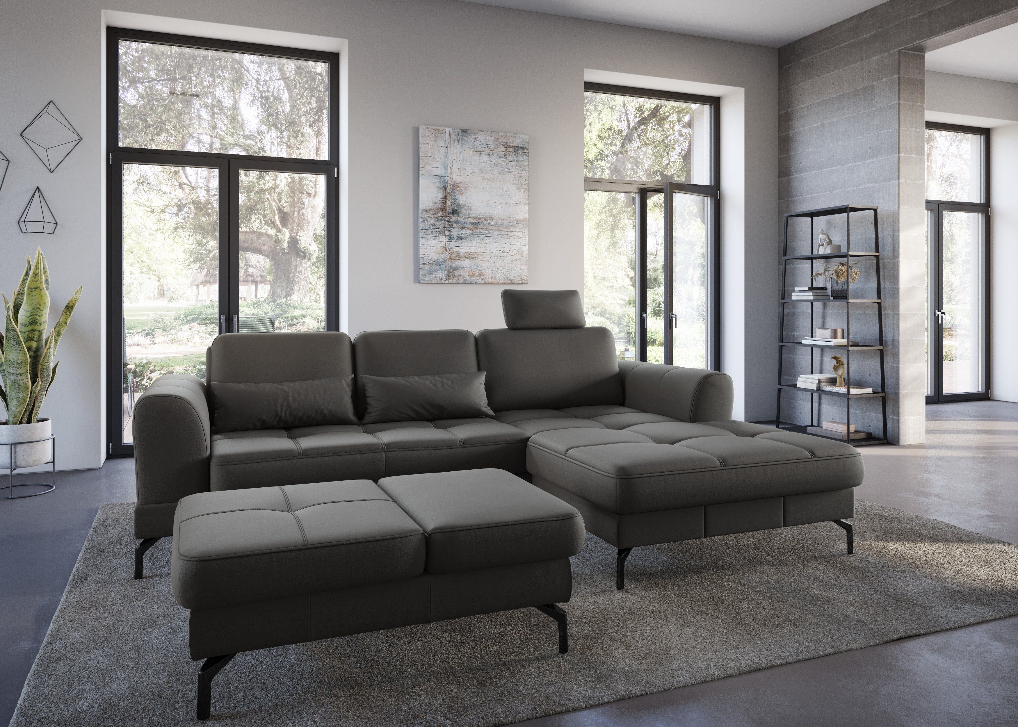 sit&more Hoekbank Bendigo L-vorm inclusief zitdiepteverstelling, bodemvrijheid 15 cm, 2 pootkleuren