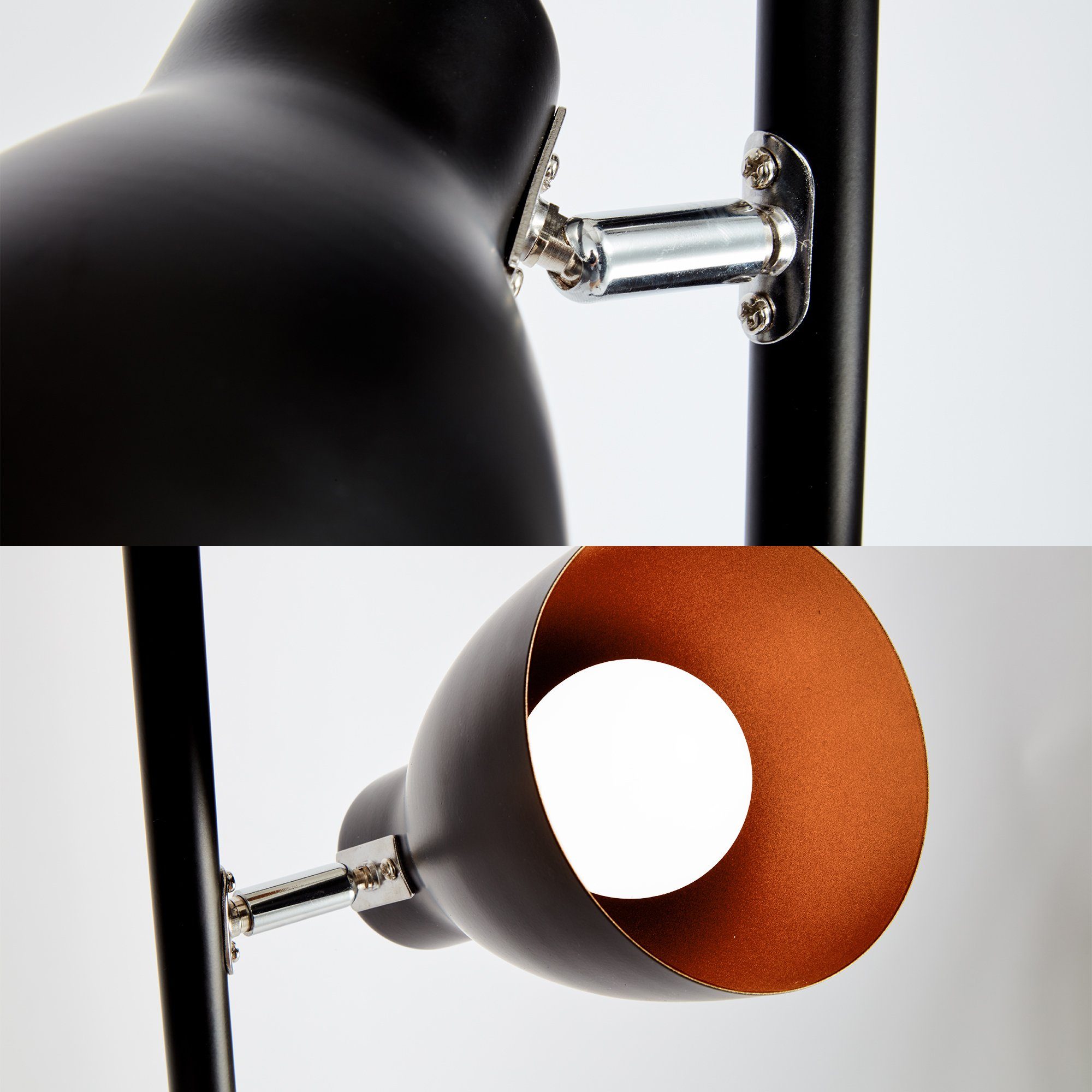 B.K.Licht Staande lamp LED vloerlamp design retro vintage metaal zwart-goudkleur