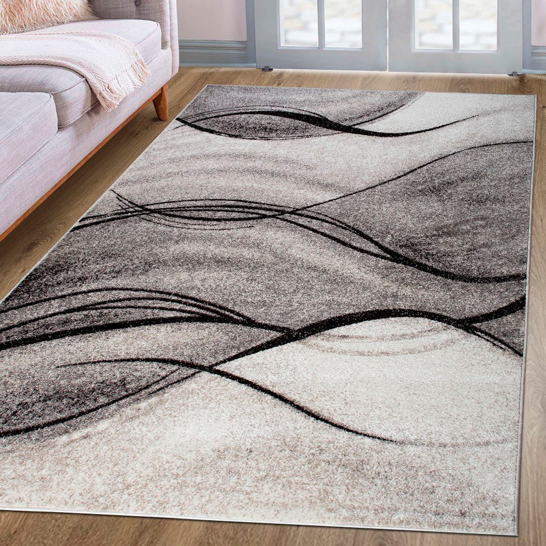 my home Vloerkleed Tritom met bijzonder zachte pool, kortpolig, modern golvenmotief moderne vloerkleden maat 300 cm x 400 cm x 9 mm beige