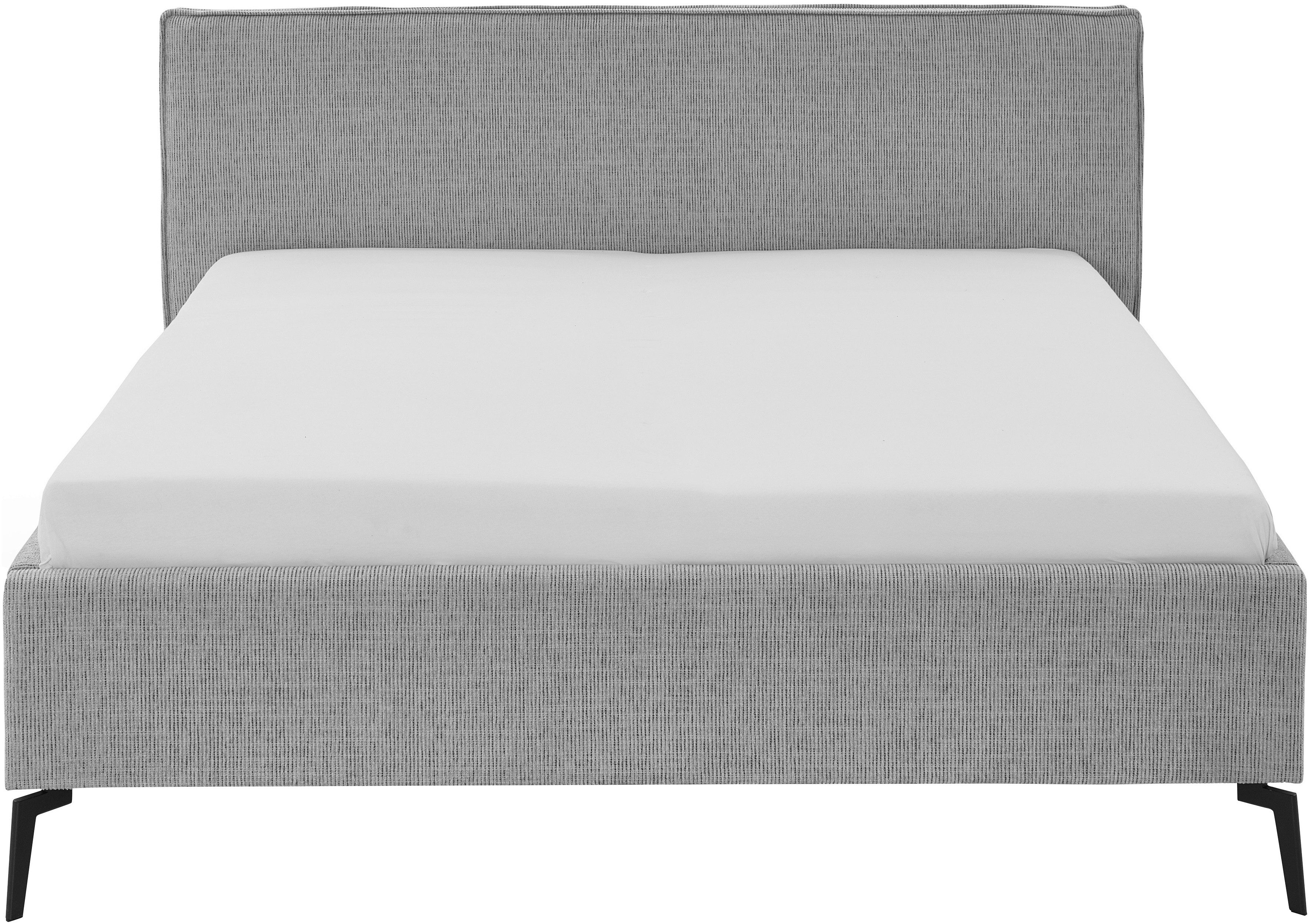 meise.möbel Gestoffeerd bed Riva II met zwarte metalen poten, naar keuze met bedkist