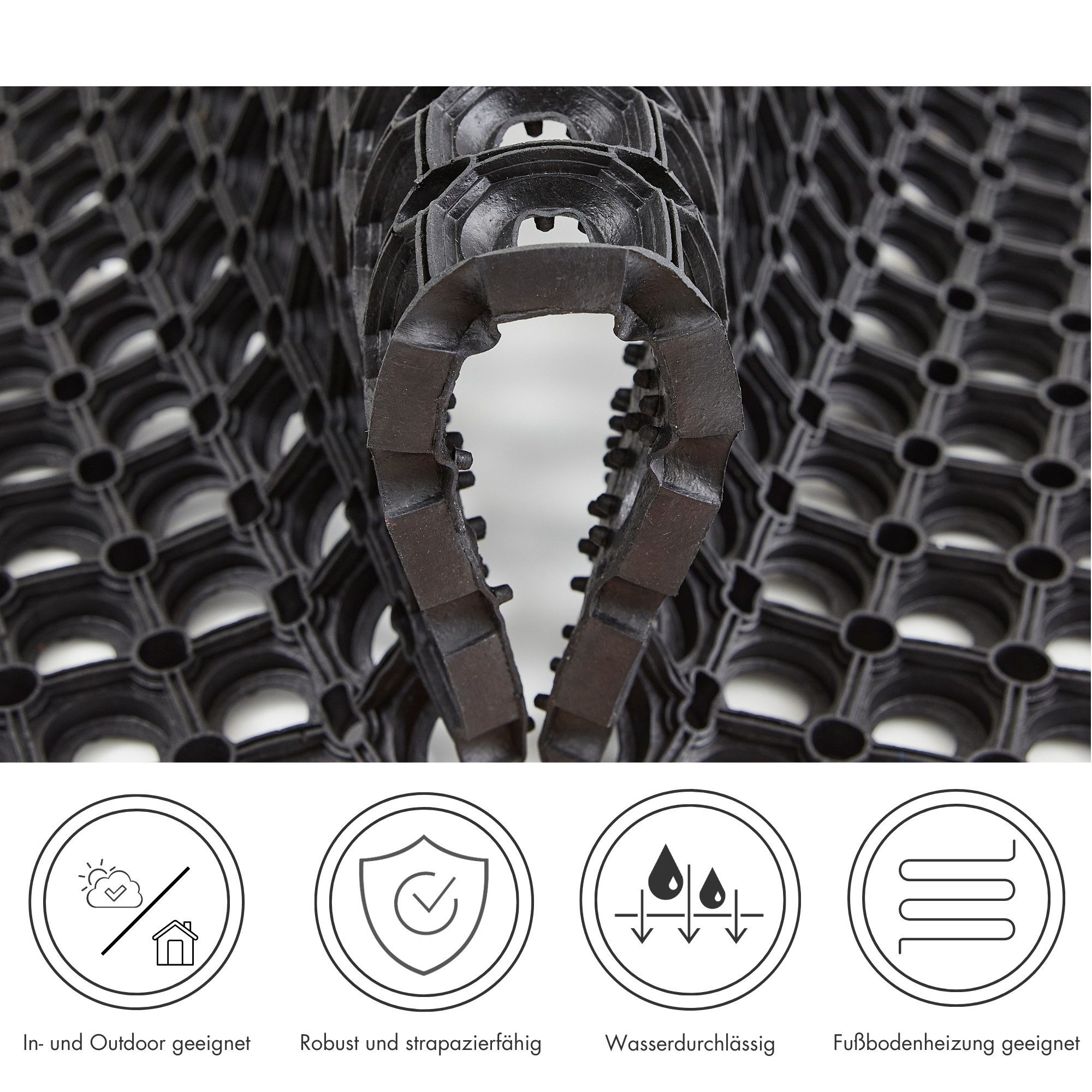 Andiamo Mat Rubber ringmat Inloopmat, geschikt voor binnen en buiten, bijzonder robuust