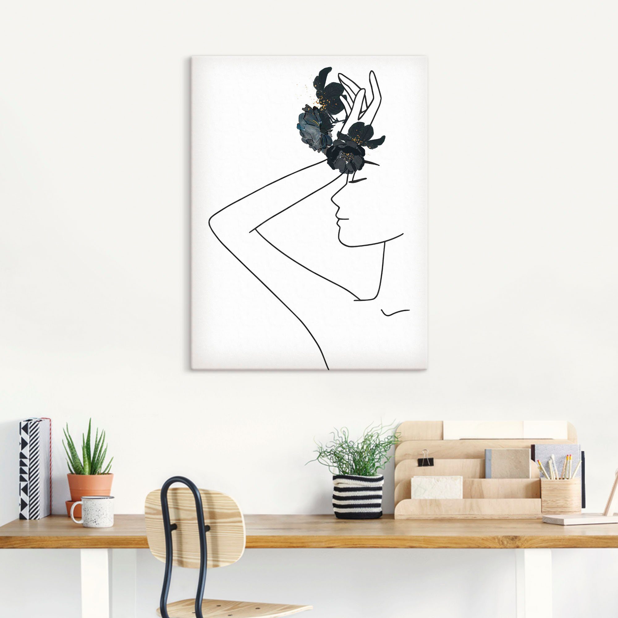 Artland Artprint Modern lineart meisje I als artprint op linnen, poster in verschillende formaten maten