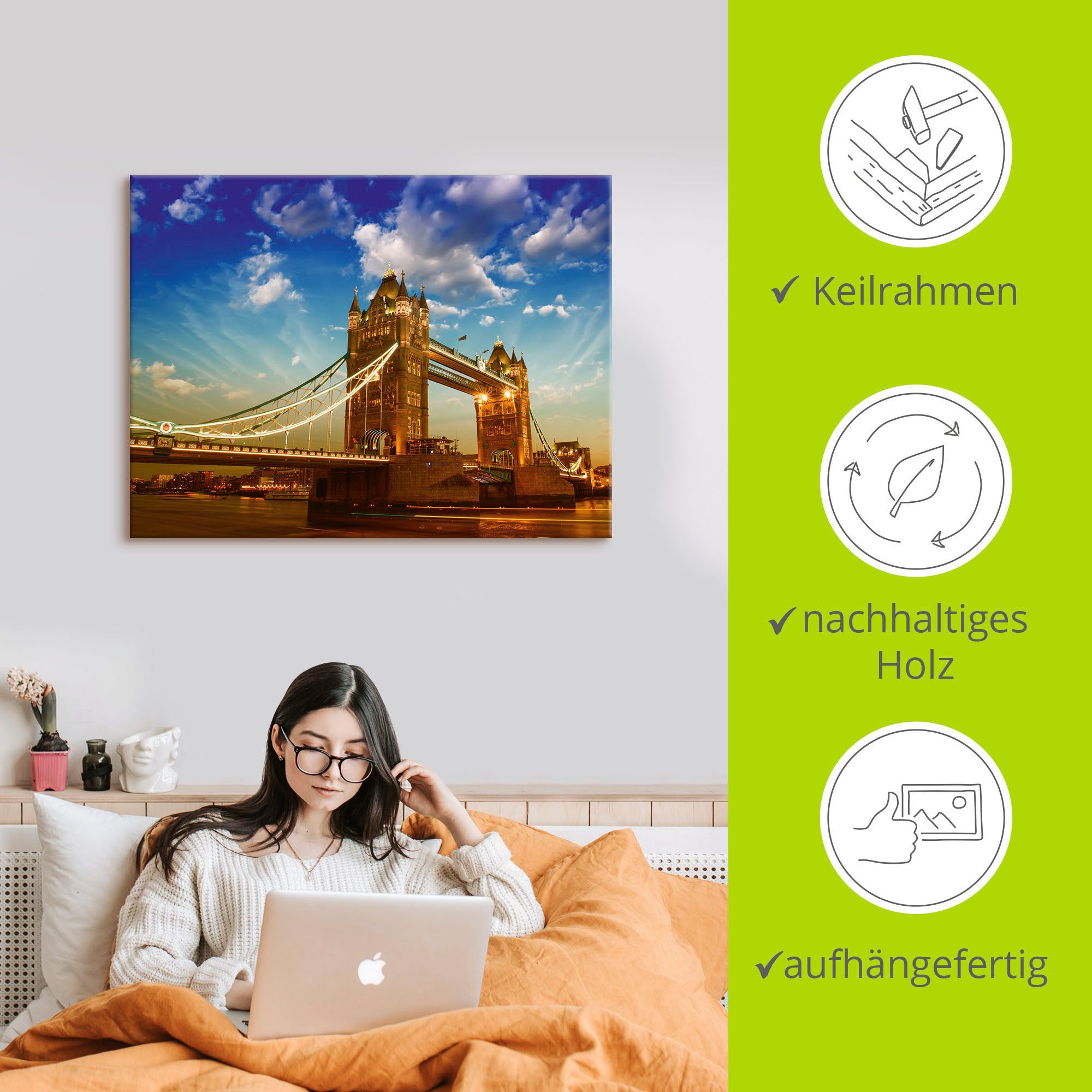 Artland Artprint Tower Bridge als artprint op linnen, muursticker in verschillende maten