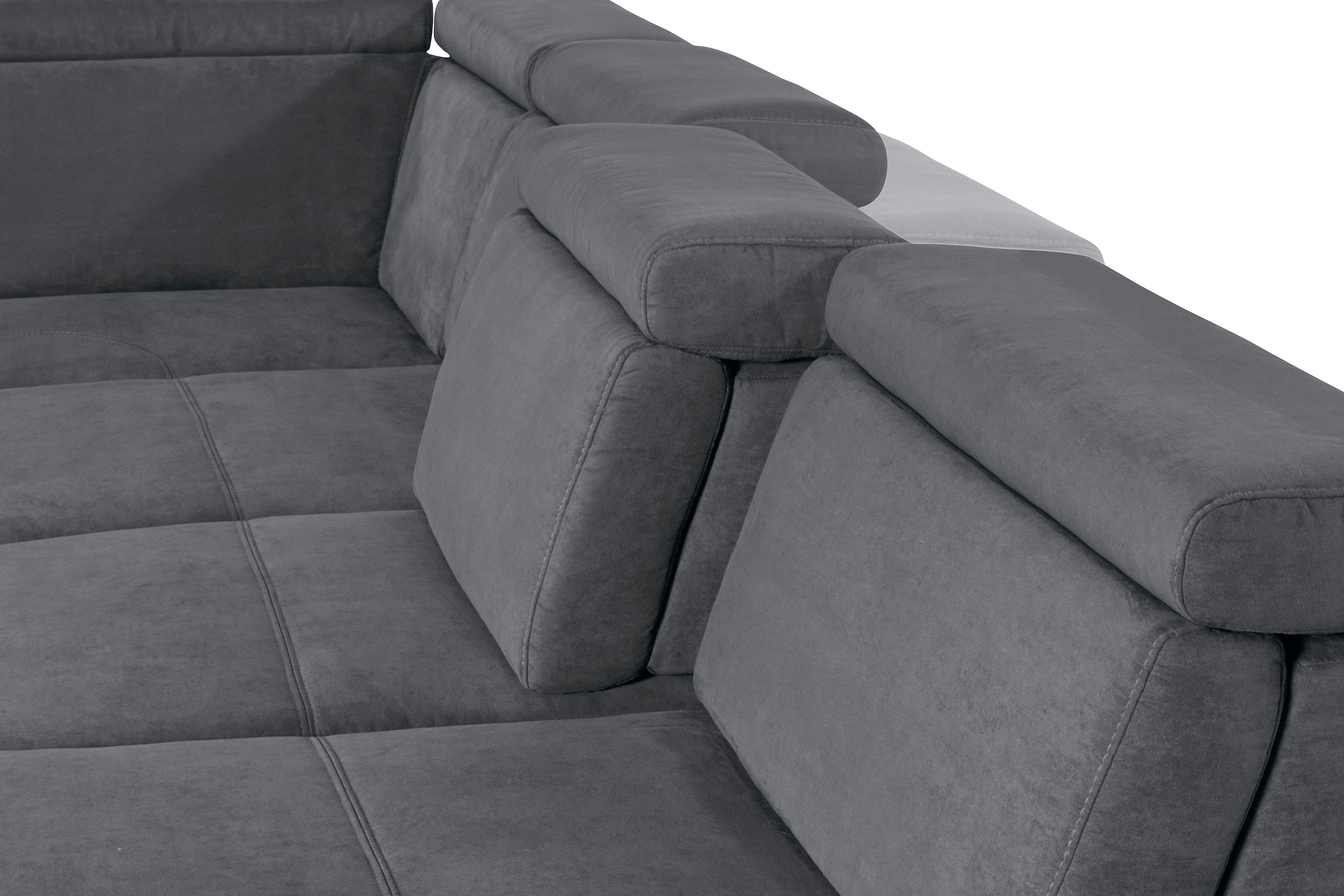 sit&more Zithoek Gizeh U-vorm 12 cm poothoogte, inclusief zitdiepteverstelling en verstelbare hoofdsteun