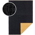 hanse home vloerkleed duo keerbaar, franje, handmade look. unikleur, woonkamer, slaapkamer, robuust, gemakkelijk in onderhoud, afgehecht, aan beide kanten te gebruiken zwart