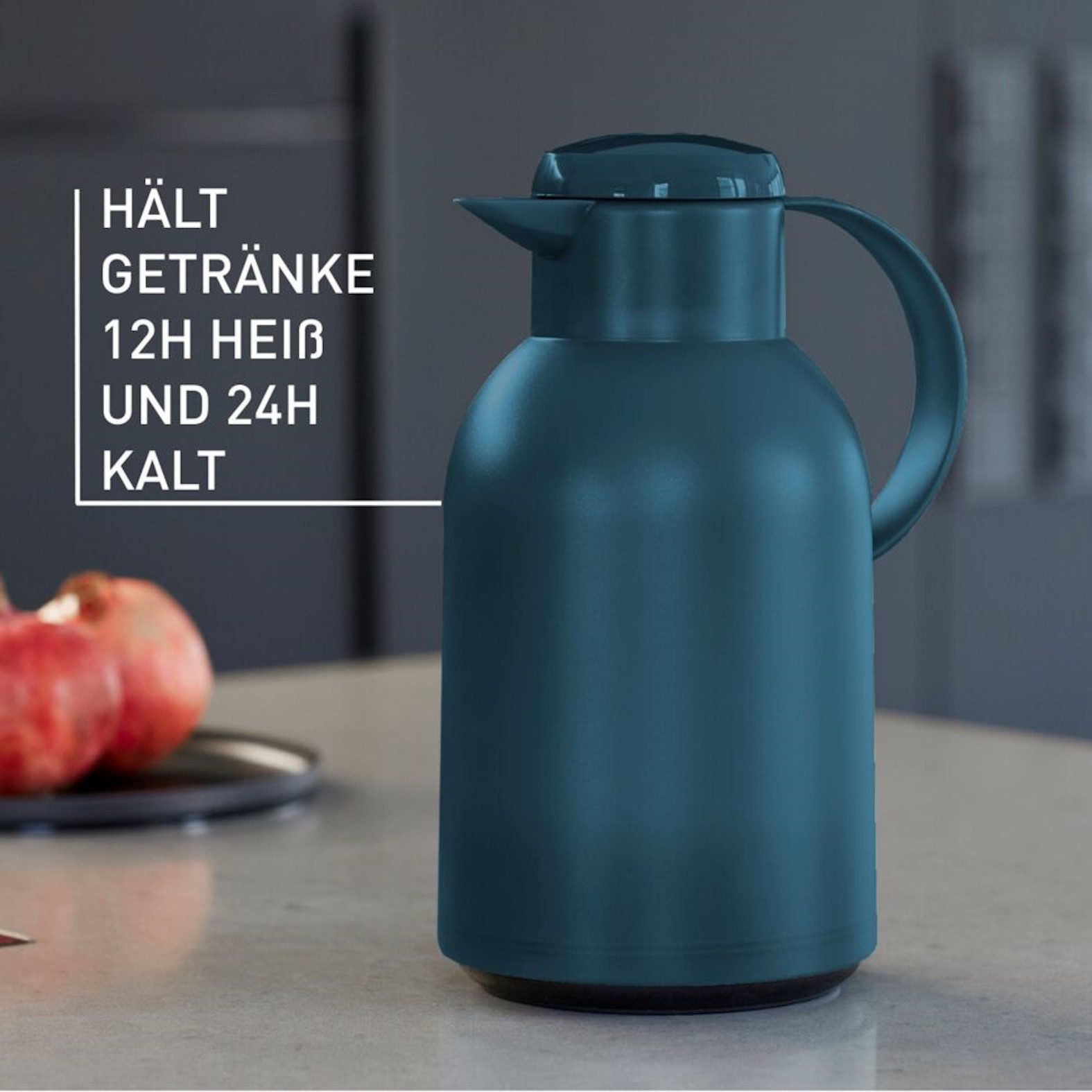 Emsa Thermoskan Samba XXL-model, tijdloos design, eenvoudige drukknop, 24u koud, 12u warm