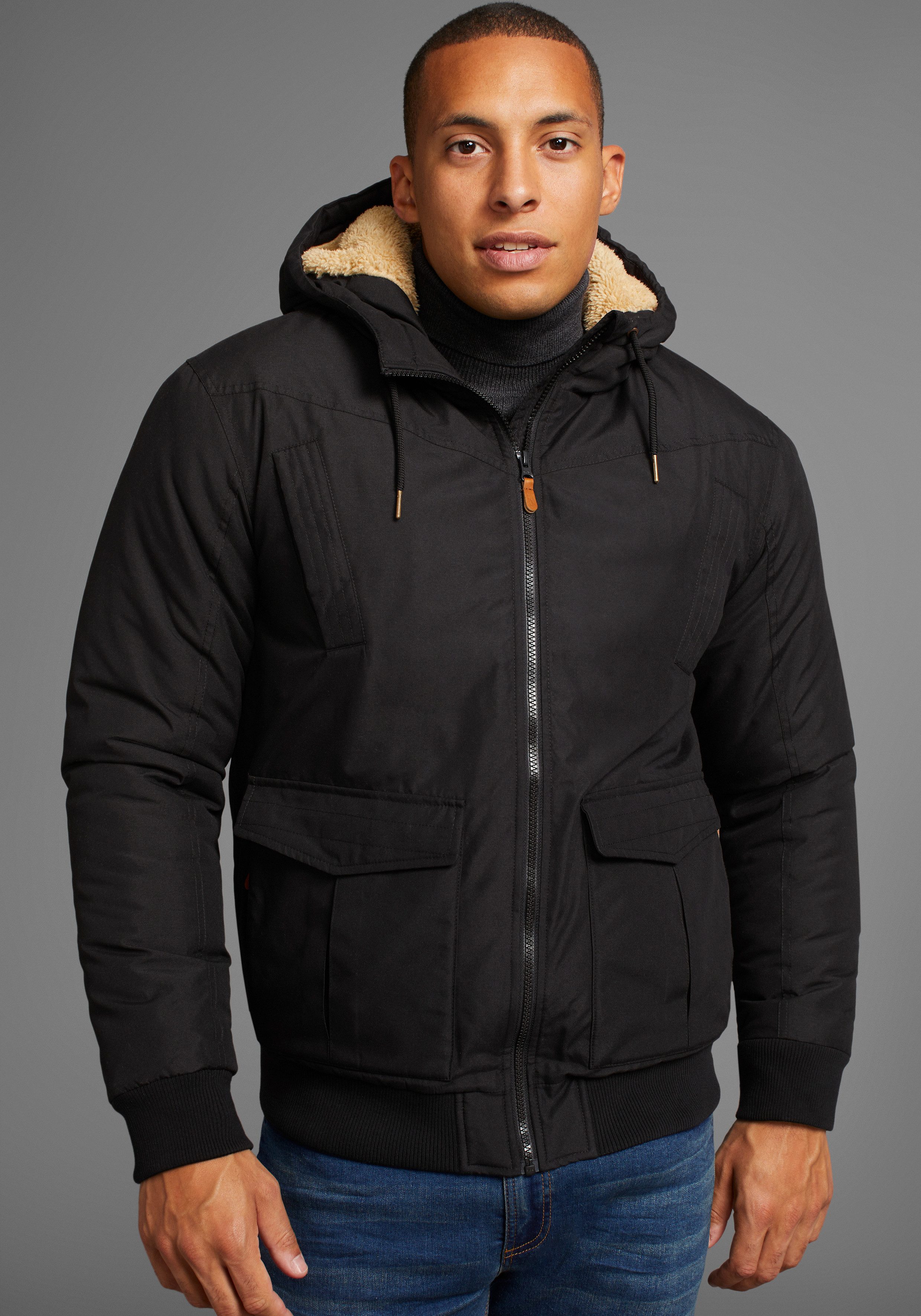 Bruno Banani Winterjack van katoen en polyester - hoog te sluiten kraag