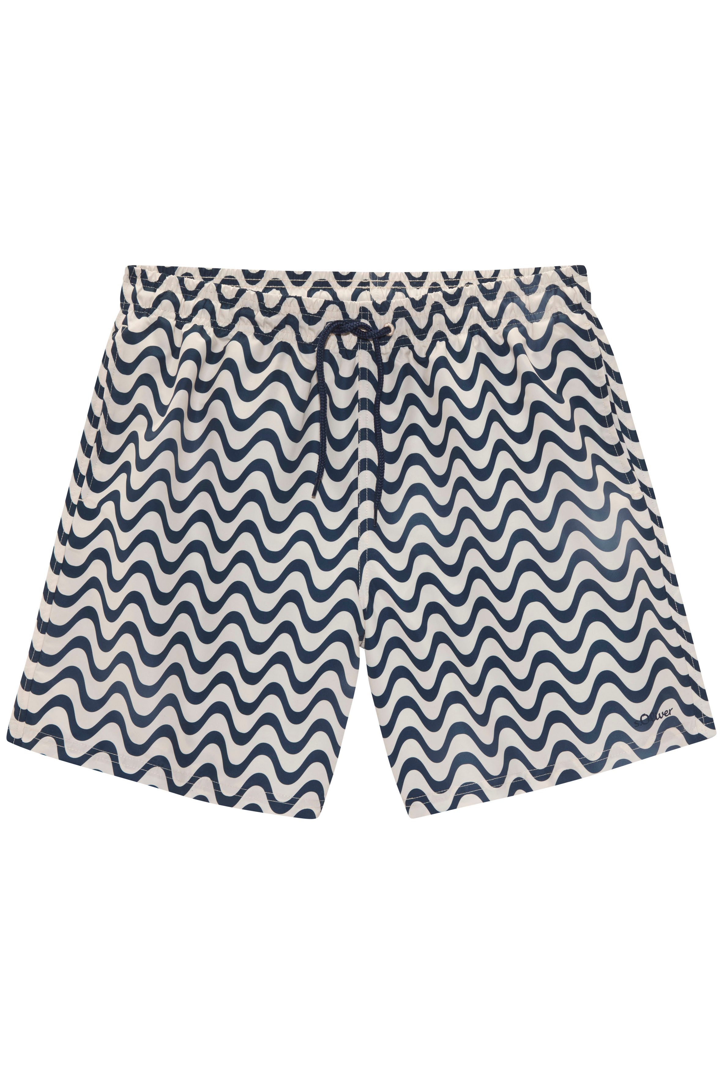 s.Oliver RED LABEL Beachwear Zwemshort Jeason in golfontwerp