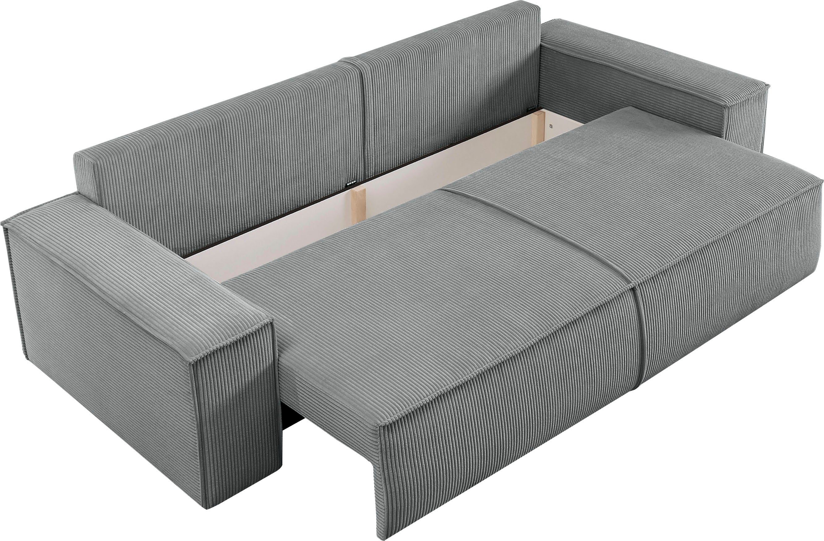 Home affaire 3-zitsbank SHERWOOD slaapbank (257 cm) ribfluweel, velours, vintage lederlook