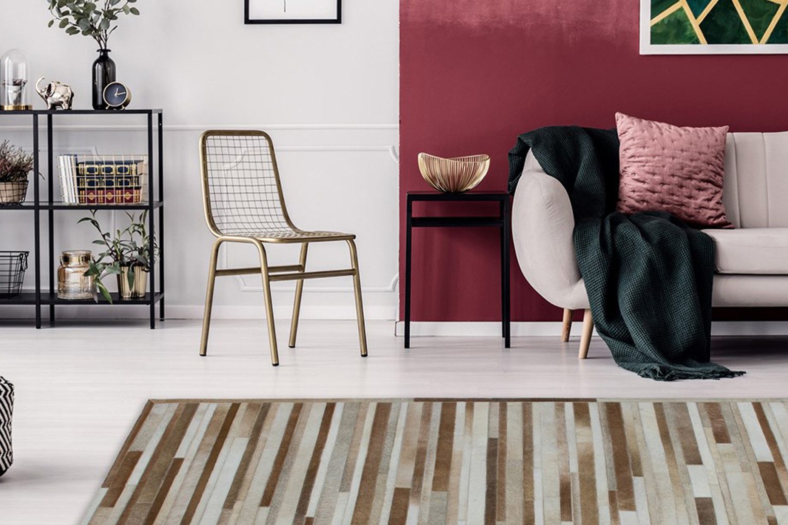 Kayoom Vachtvloerkleed Lavish 110 Patchwork echt leer bont, woonkamer