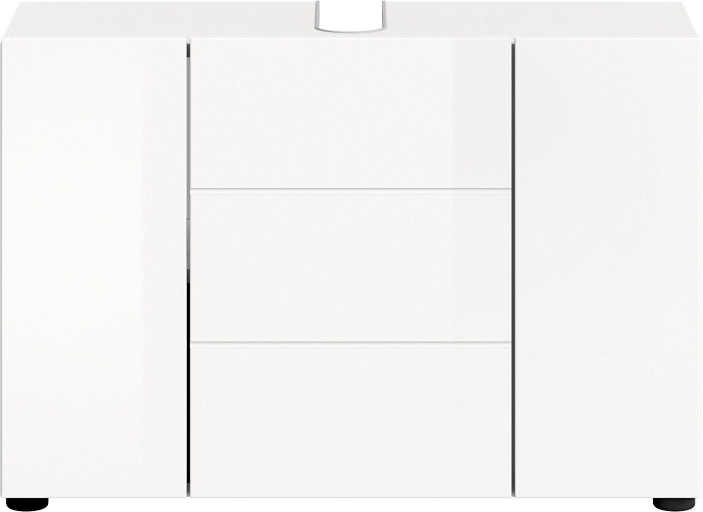 welltime Wastafelonderkast BIEL, TOPSELLER!, breedte 82 cm, 3 deuren, 2 bodems, met siphonaansluiting (1 stuk)