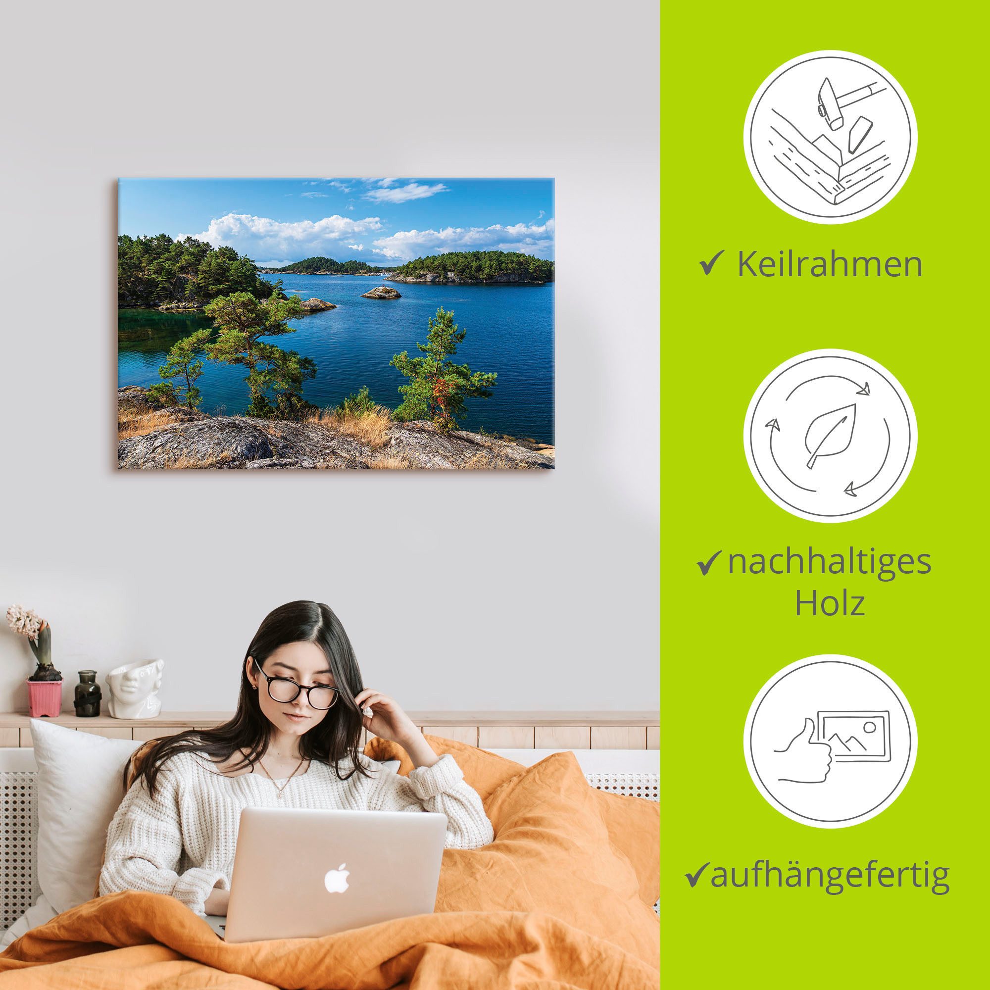 Artland Artprint op linnen Landschap, schiereiland Riveneset Noorwegen