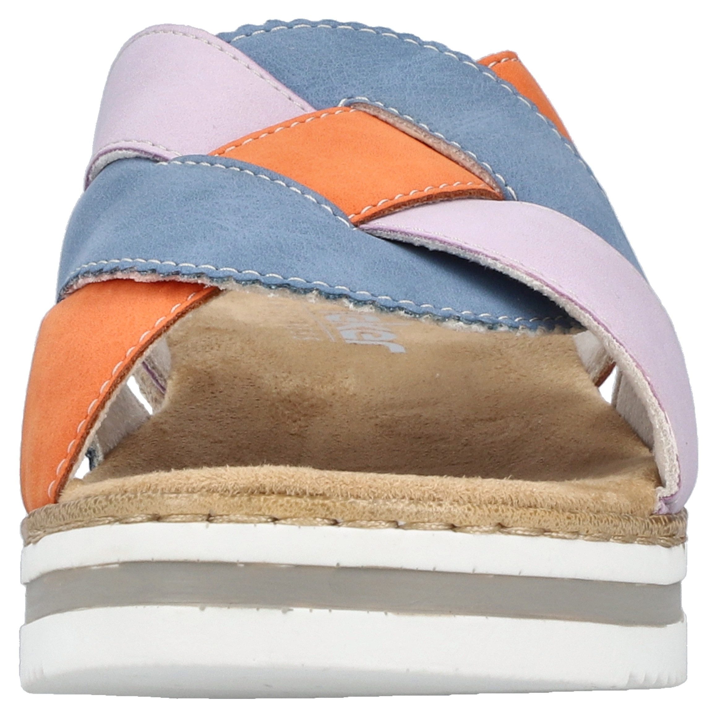 Rieker Slippers Zomerschoen, strandschoen, huisschoen met twee kleurige plateausool