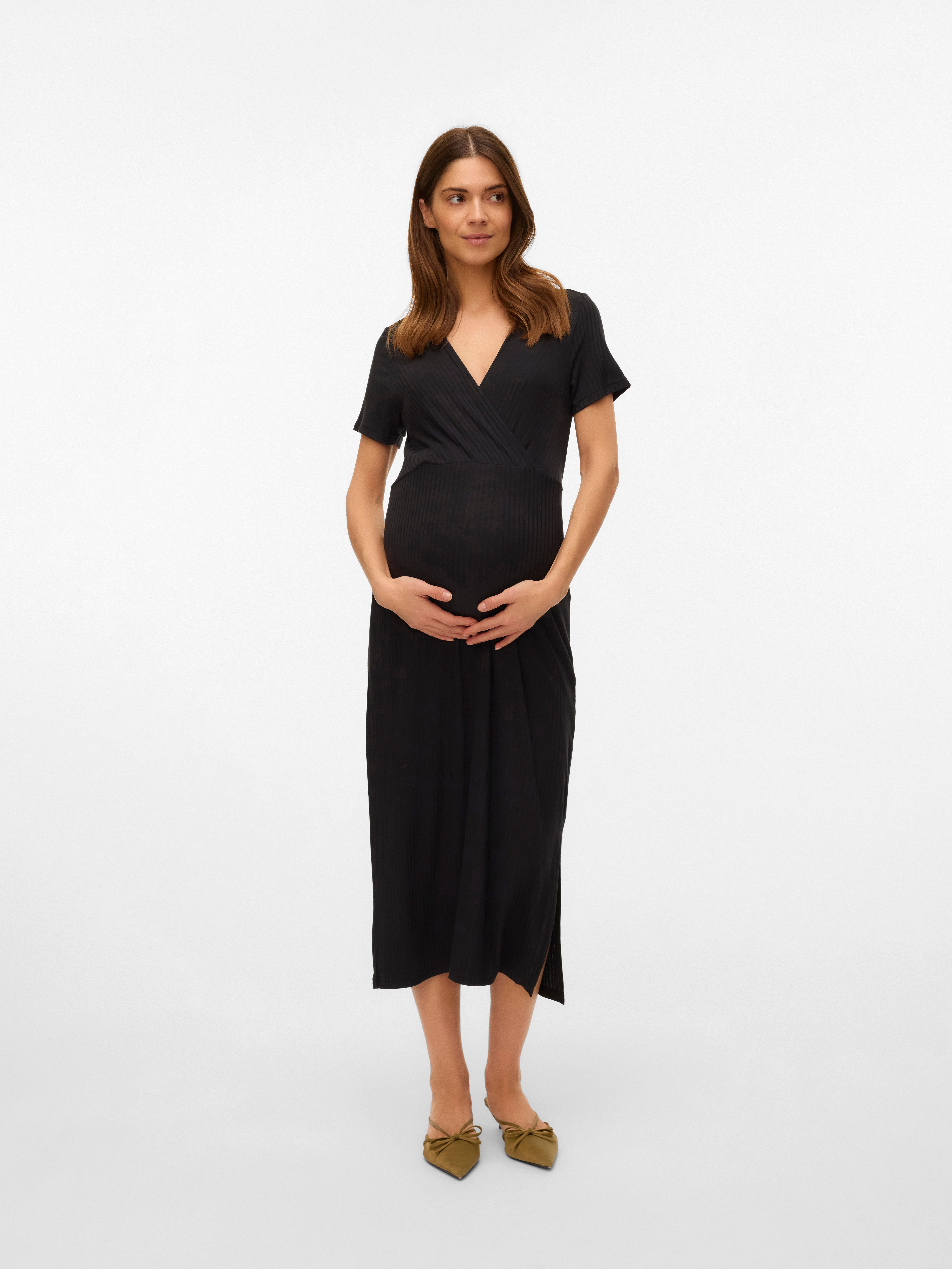 Mamalicious Jerseyjurk MLTRINITY TESS SS JRS MIDI DRESS 2F NOOS dames jerseyjurken maat XS (34) zwart