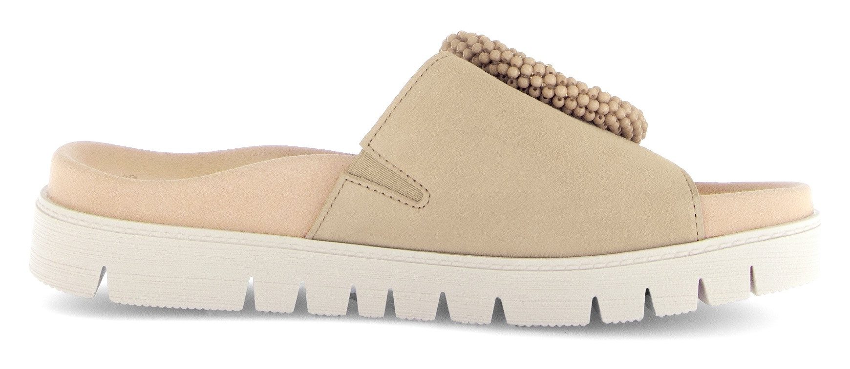 Gabor Slippers , plateau, zomerschoen, slippers met sierparels aan de decoratieve gesp