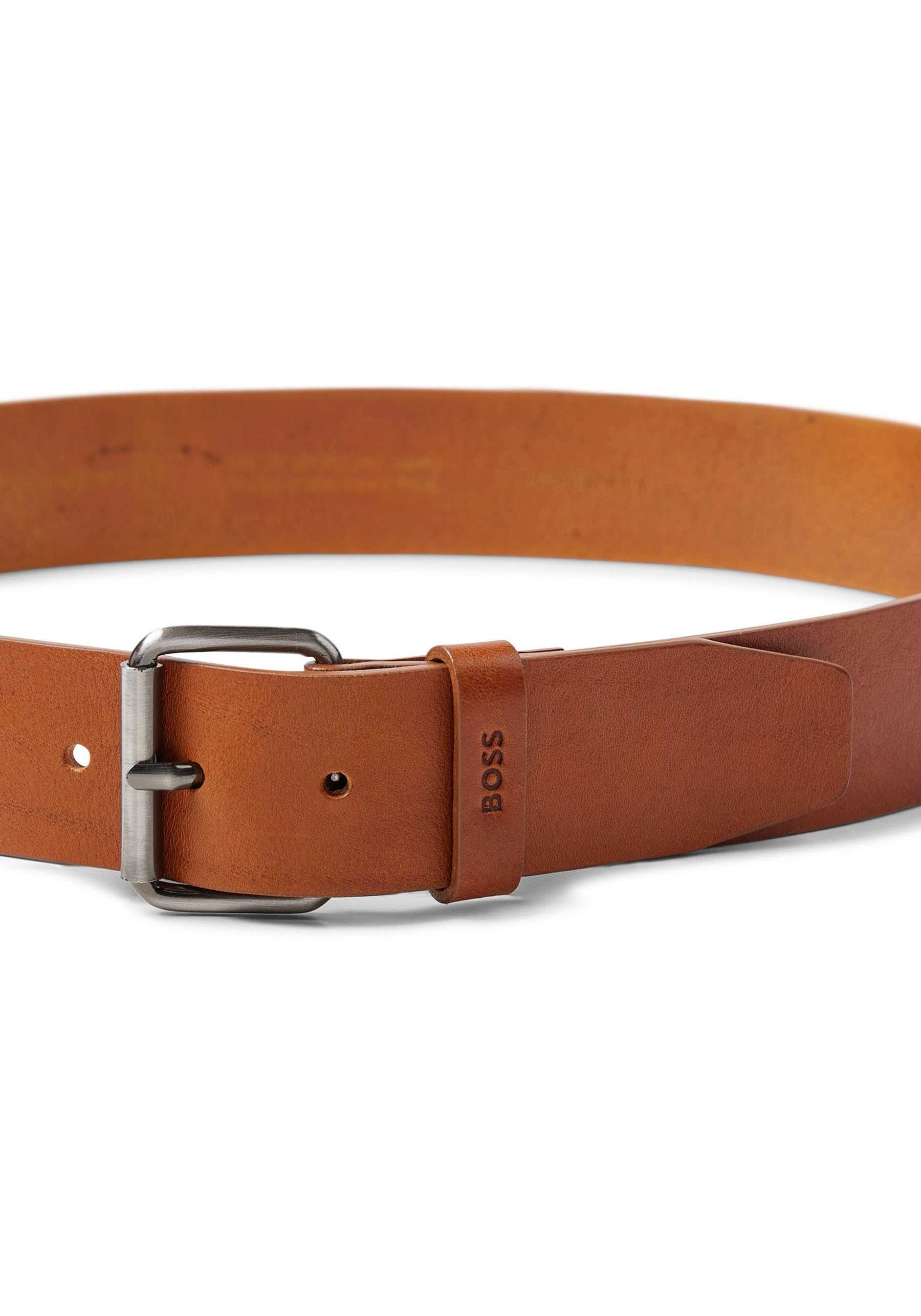 Boss Leren riem met metalen gesp en boss-logo-gravure op de lus