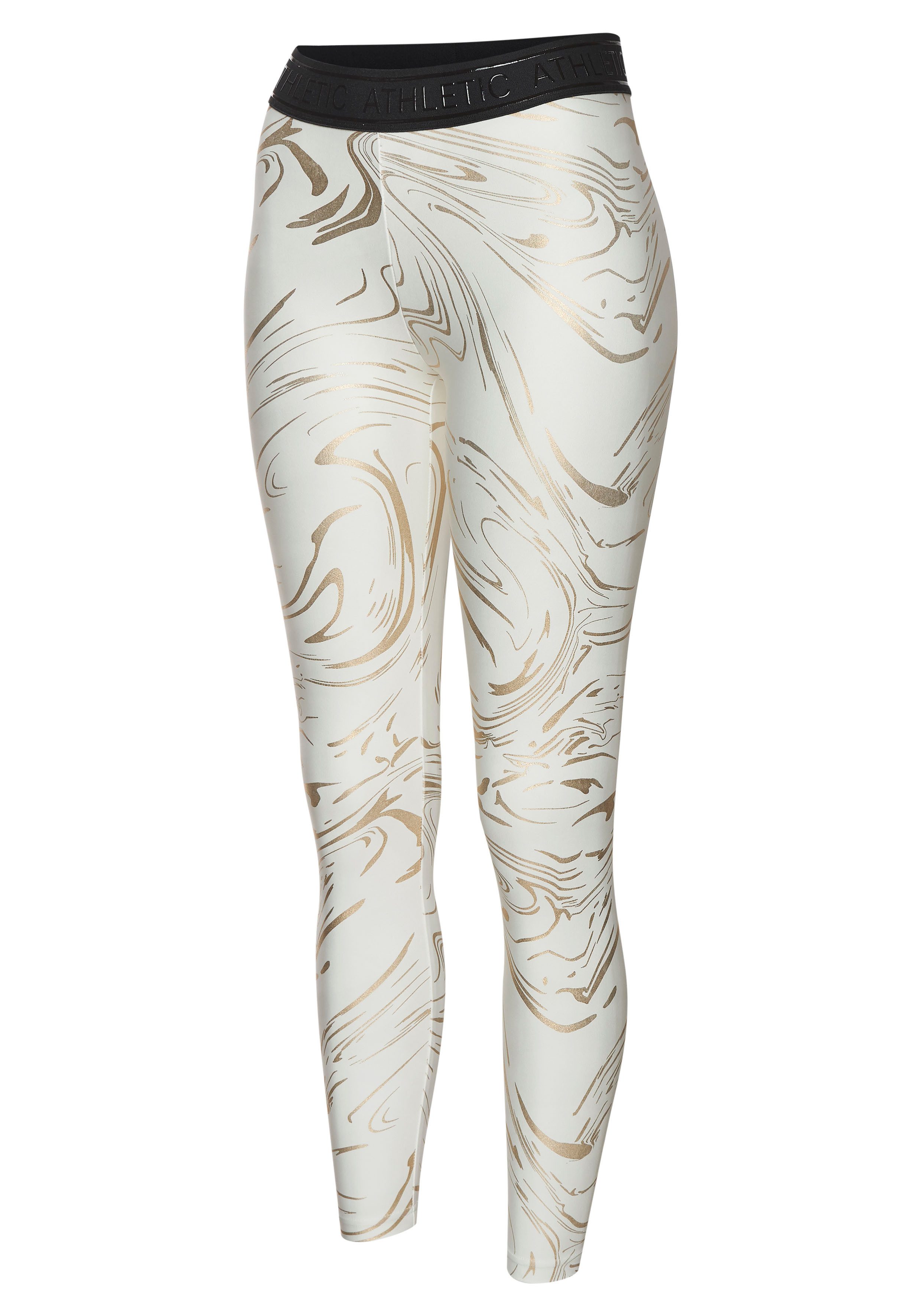 active by Lascana Functionele legging Sportleggings met glanzende print en 3D-tekst