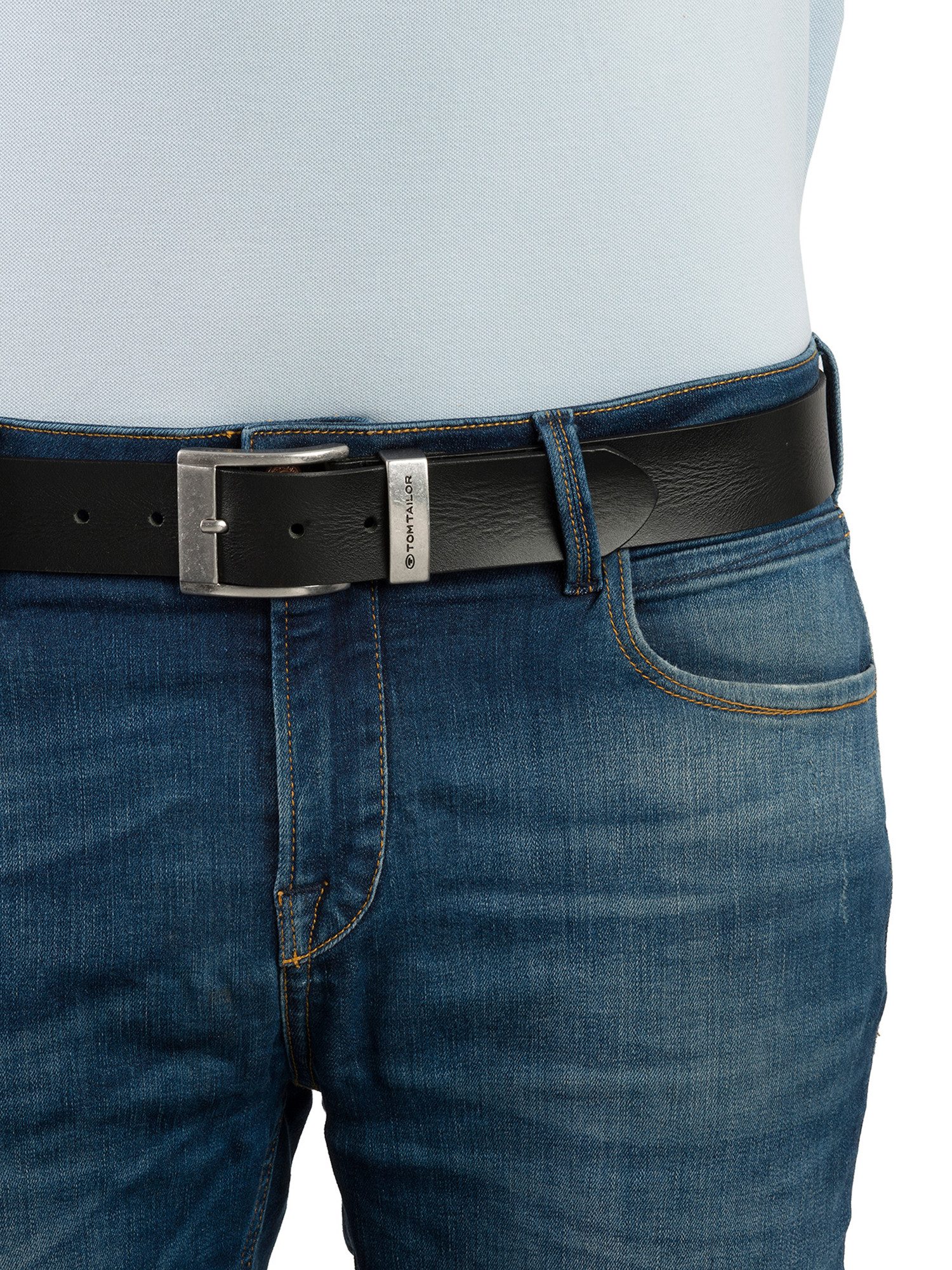 Tom Tailor Leren riem TTTOM 4 cm brede herenriem, casual en jeanslook