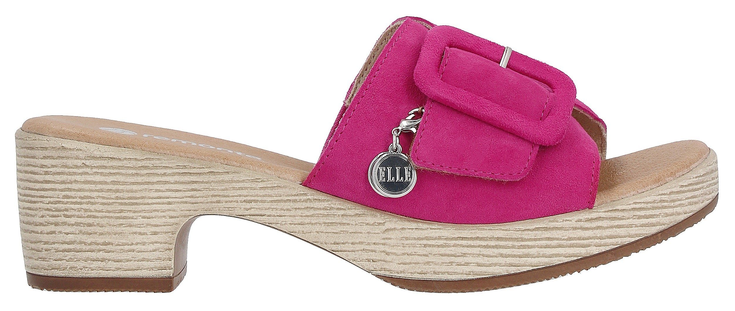 Remonte Slippers ELLE-Collection blokhak, zomerschoen, slippers, decoratieve gesp, elle-collectie