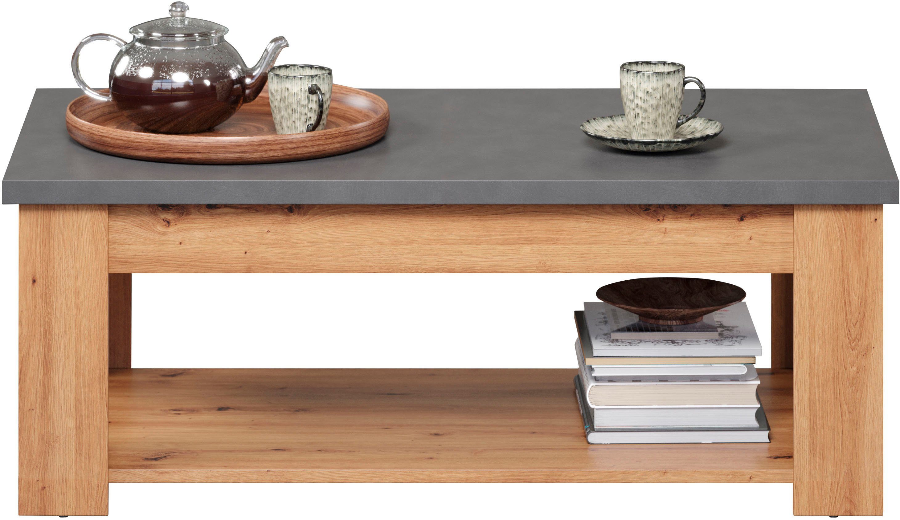 Home affaire Salontafel Ambres rechthoekige salontafel met plank - afmetingen (b/d/h) 120/67/46 cm (1 stuk)