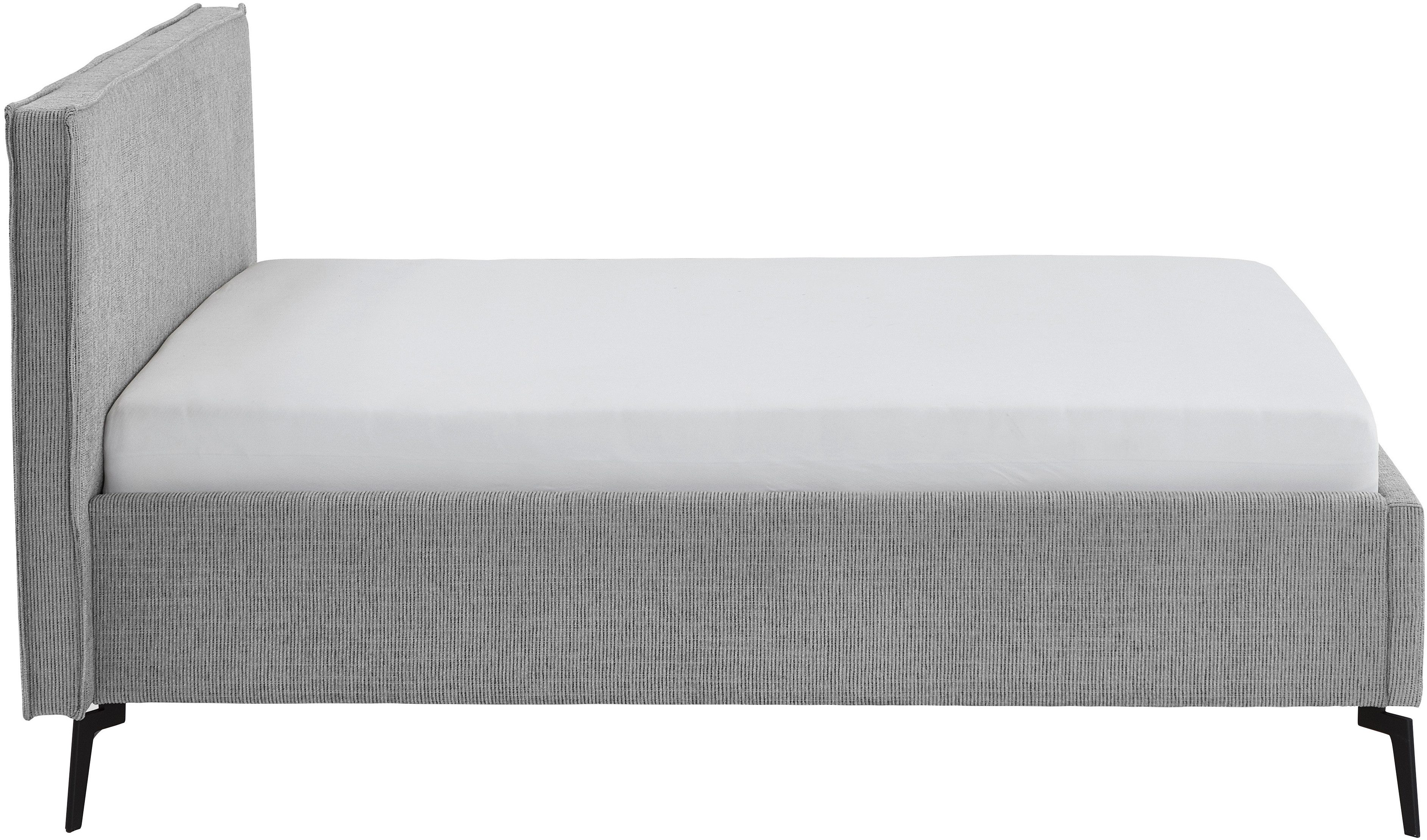meise.möbel Gestoffeerd bed Riva II met zwarte metalen poten, naar keuze met bedkist