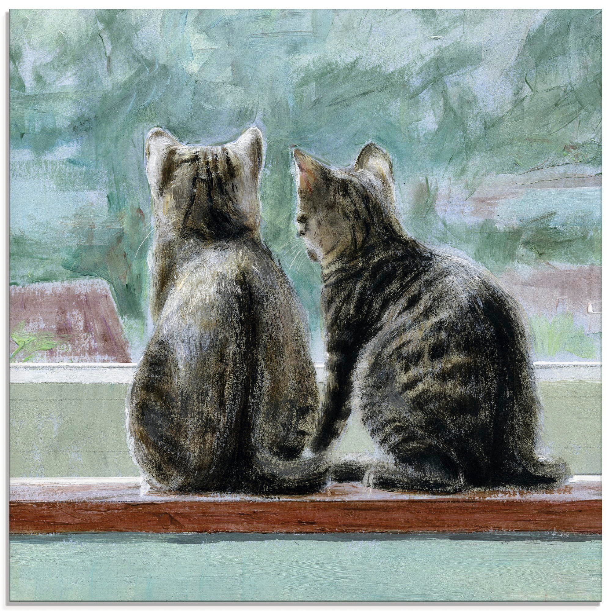 Artland Print op glas Mooi uitzicht in verschillende maten glazen artprint grijs