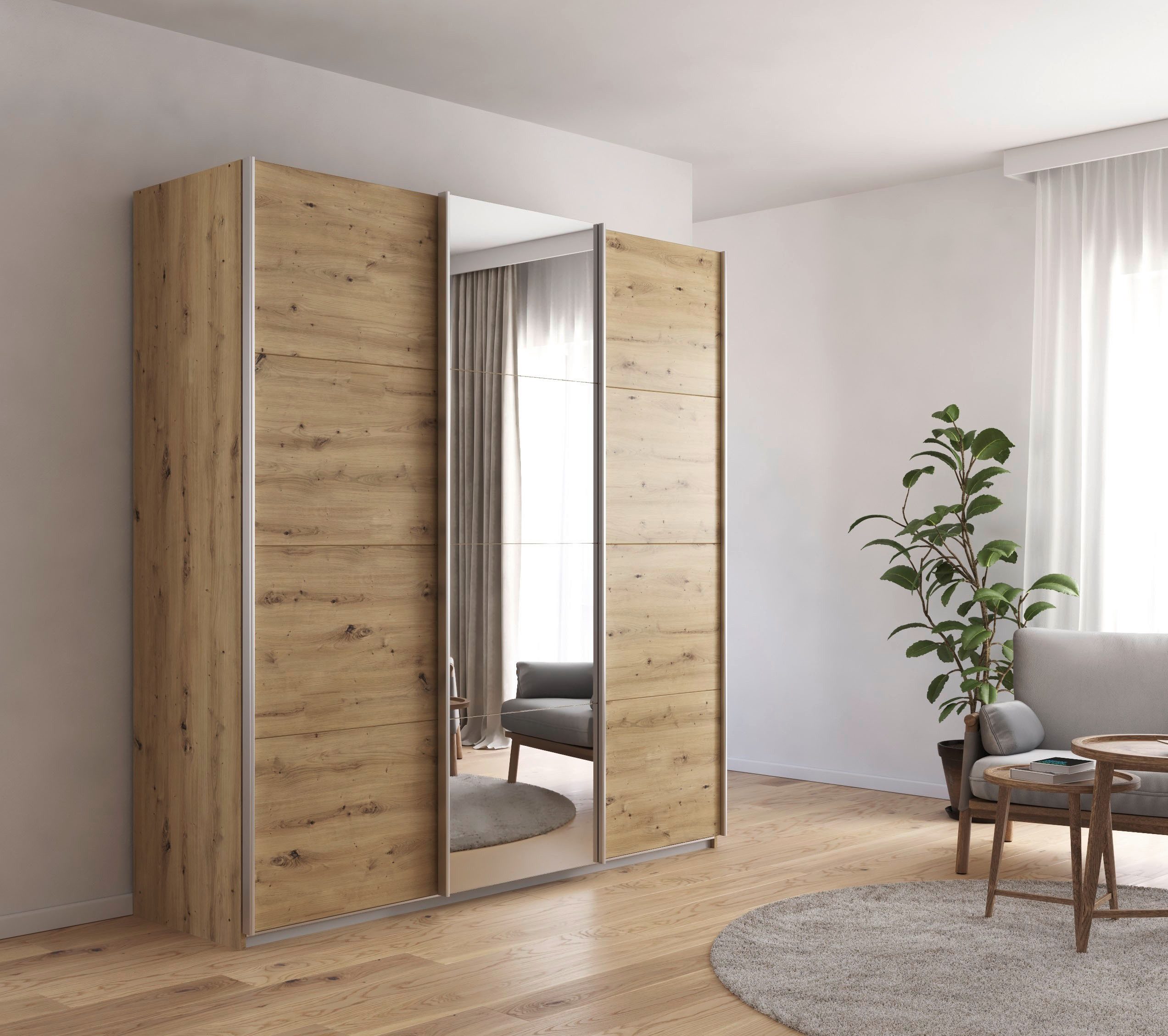 rauch Schuifdeurkast Kledingkast Garderobe CORTONA inclusief interieurindeling,