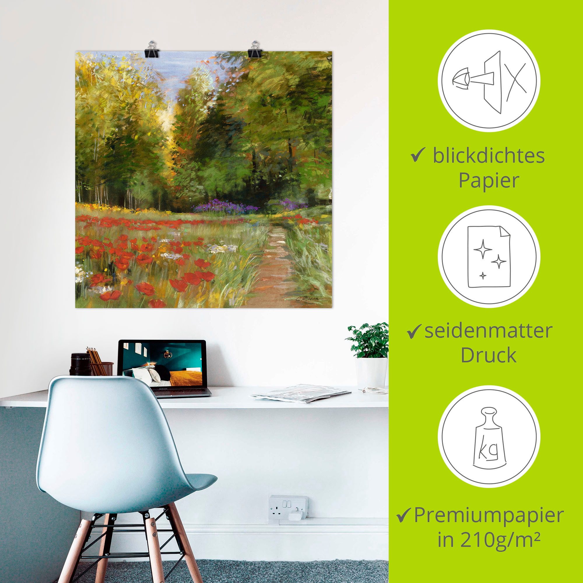 Artland Poster Bloemenveld als artprint op linnen, muursticker of poster in verschillende maten