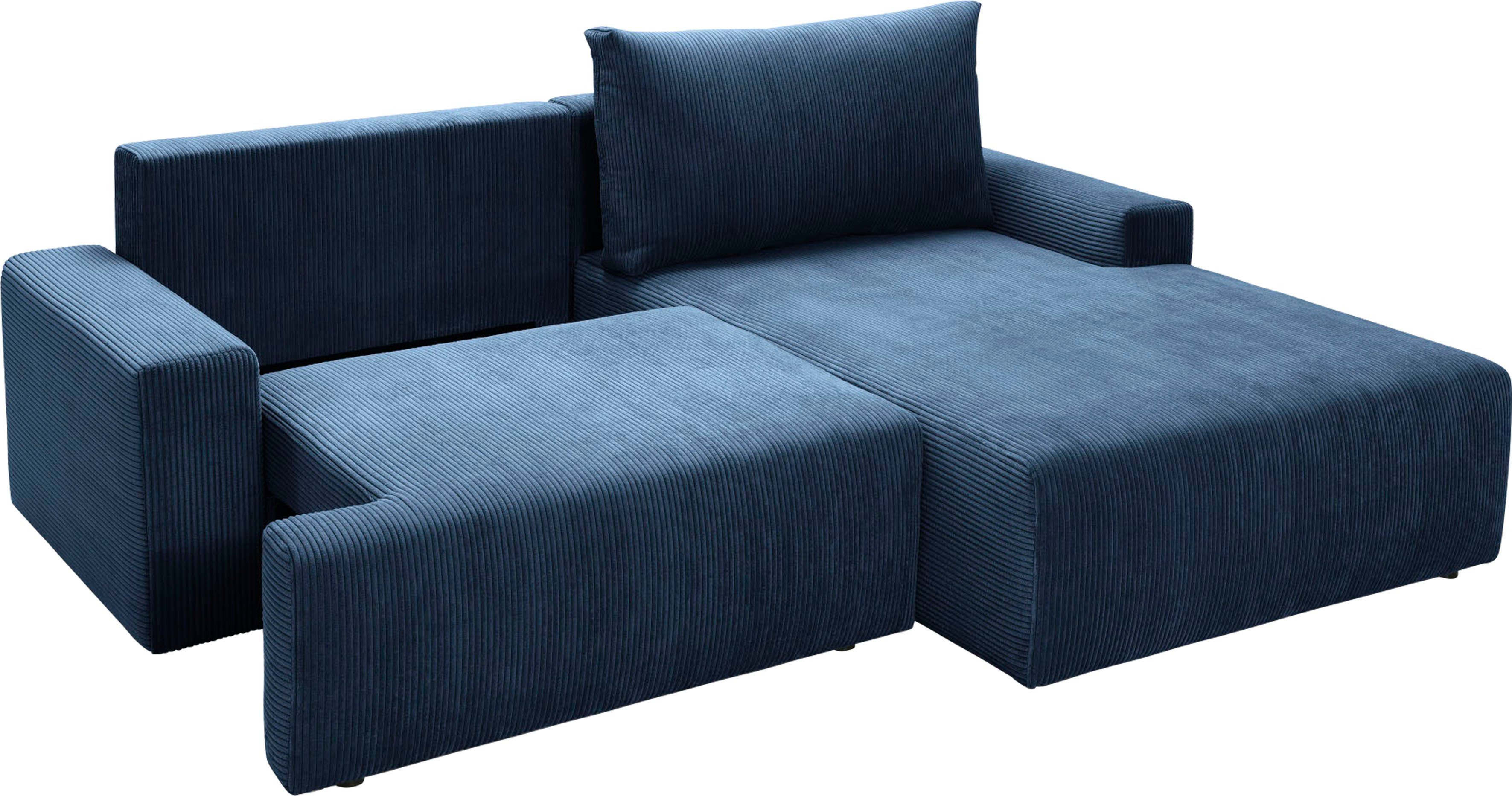 exxpo - sofa fashion Hoekbank Orinoko, actueel design en hoog zitcomfort, L-vorm inclusief bedfunctie en bedlade, mooie kleuren in trendy cord