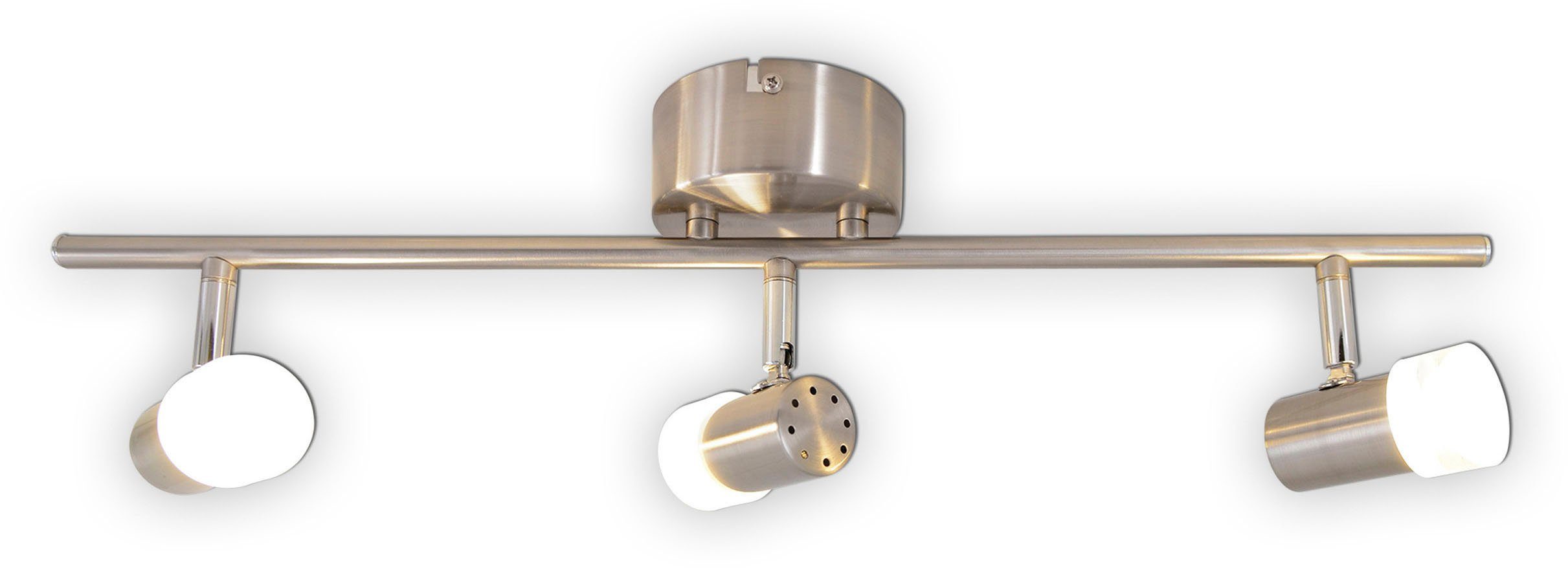 näve Ledplafondspots Malaga 3-delige led wand- en plafondspot, staal blank, 3xled warmwit, l: 61 cm (1 stuk)