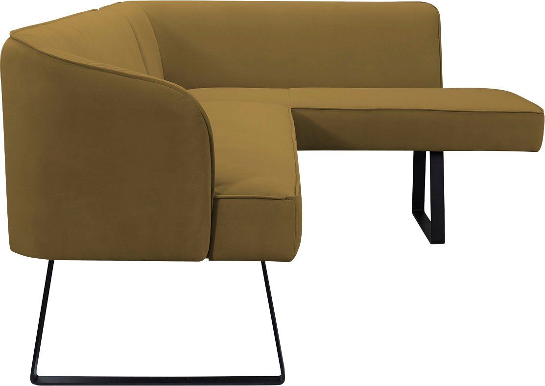 exxpo - sofa fashion Hoekbank Americano met opstaande naad en metalen poten, bekleding in verschillende kwaliteiten