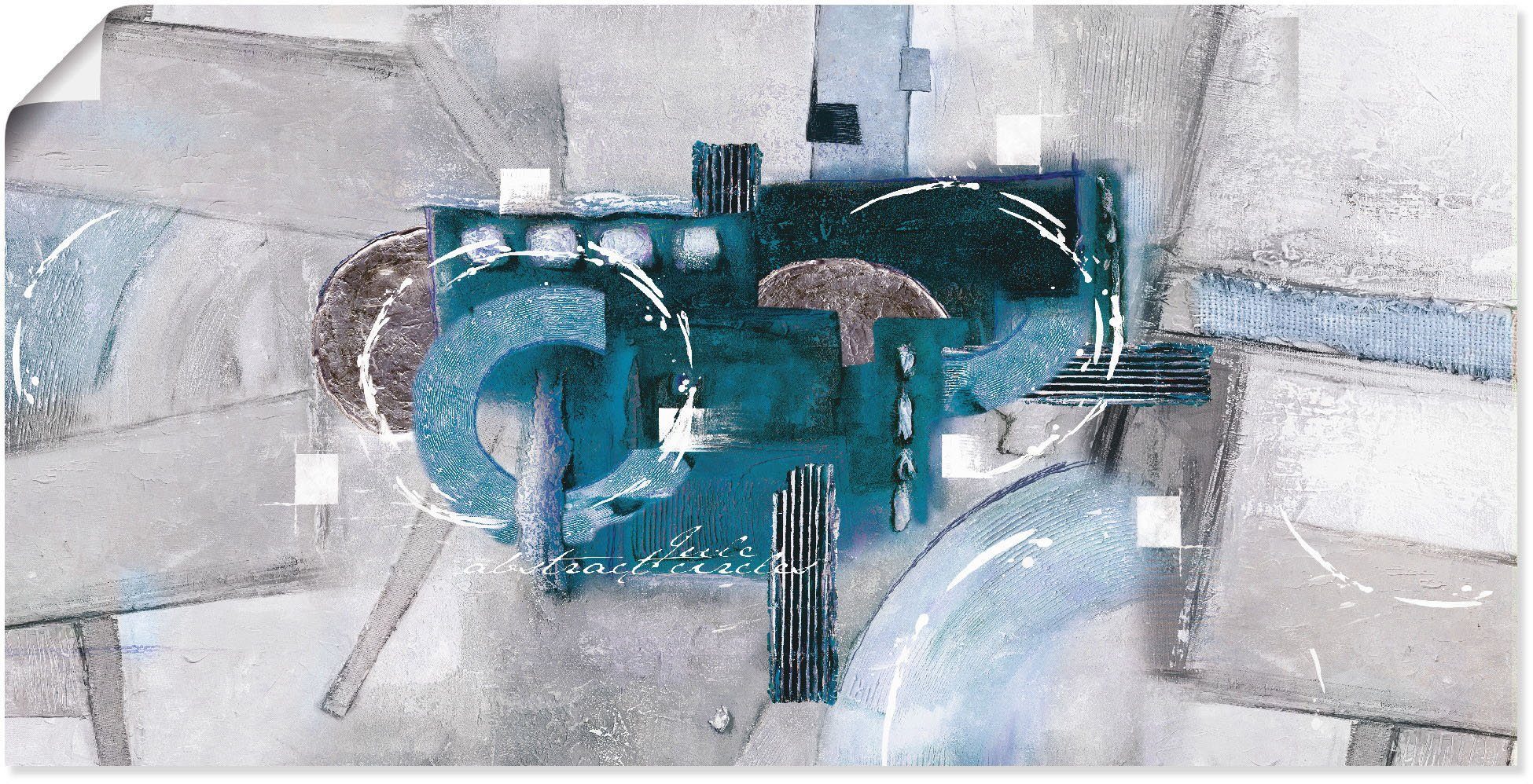 Artland Artprint Abstracte blauwe rondjes als artprint van aluminium, artprint voor buiten, artprint op linnen, poster, muursticker