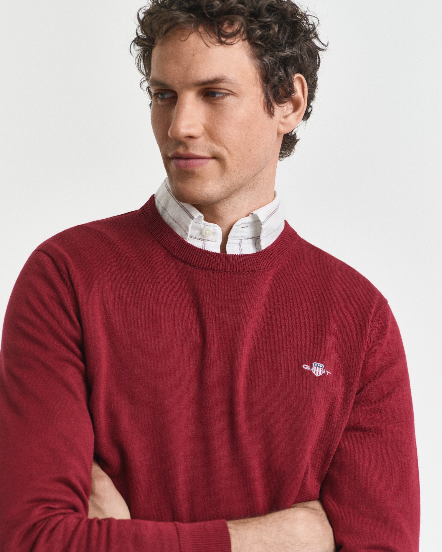 Gant Trui met ronde hals CLASSIC COTTON C-NECK Premium breipullover van zachte 100% katoen, overgangspullover