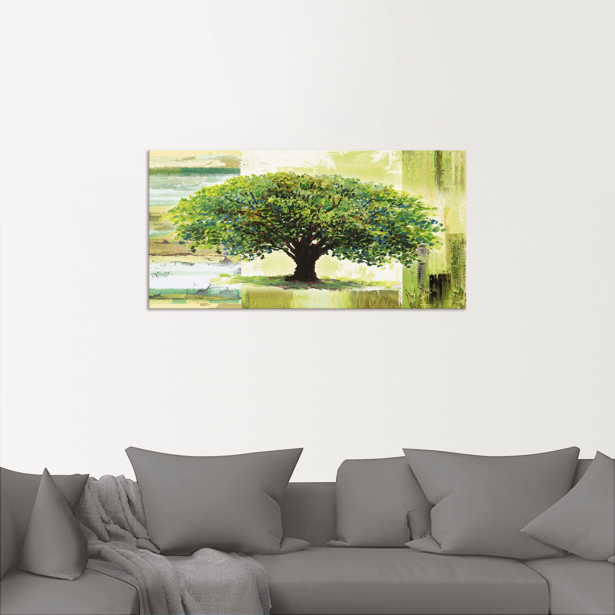 Artland Artprint Voorjaarsboom op abstracte achtergrond als artprint van aluminium, artprint voor buiten, artprint op linnen, poster in verschillende maten. maten