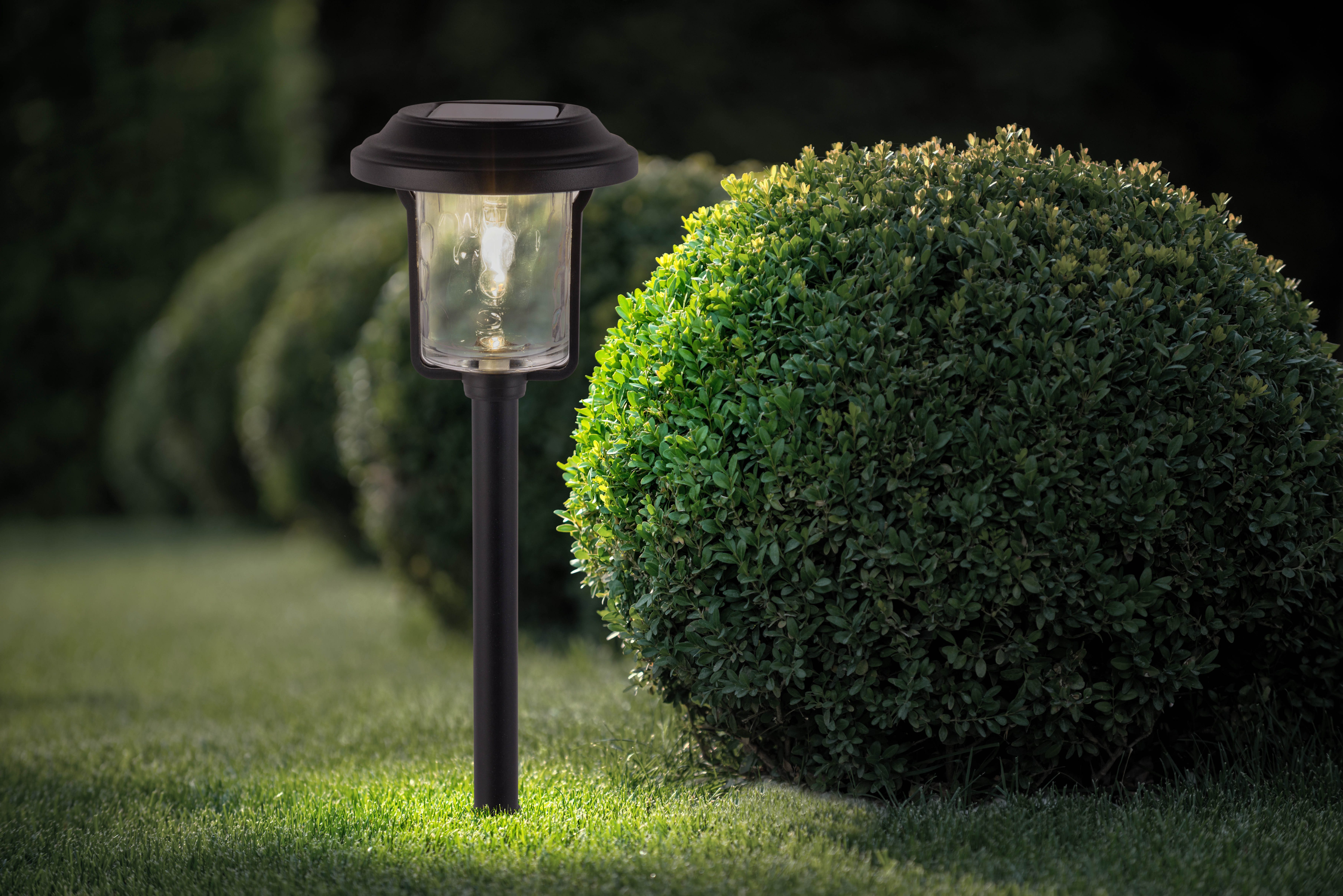 näve Led-solarlamp Simon Spies zwart, gestructureerde glazen kap, H: 54,7cm, schemersensor (1 stuk)