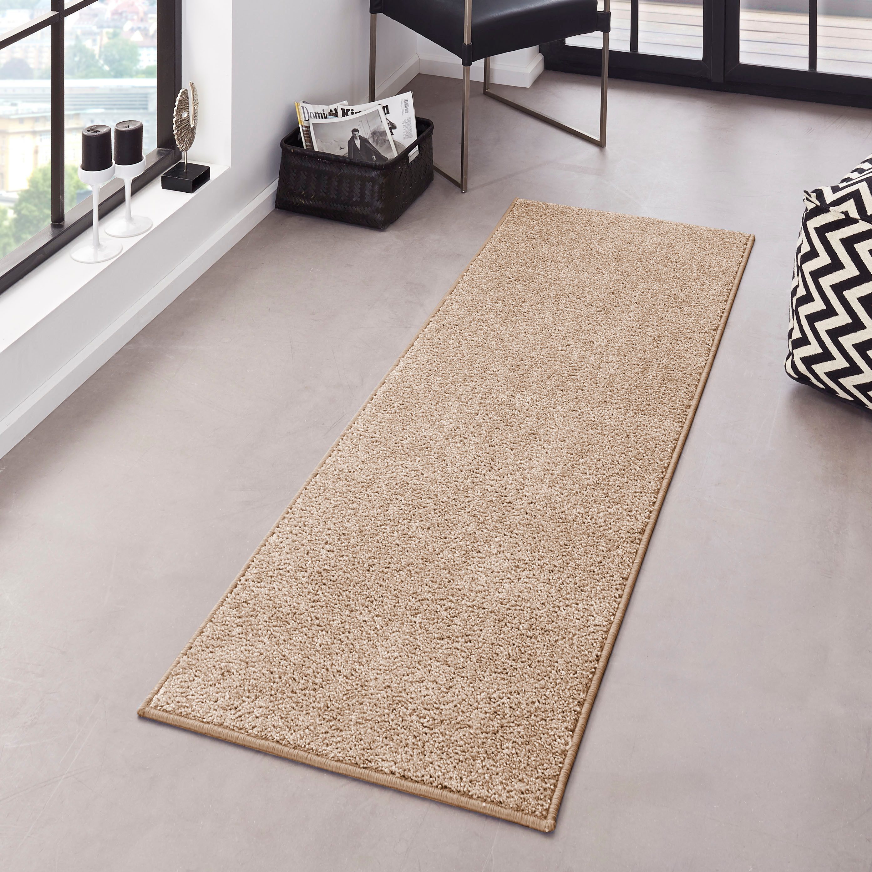 HANSE Home Vloerkleed Pure 100 korte pool Kortpolig, effen, omgezoomd, loper, woonkamer, kinderkamer, gang