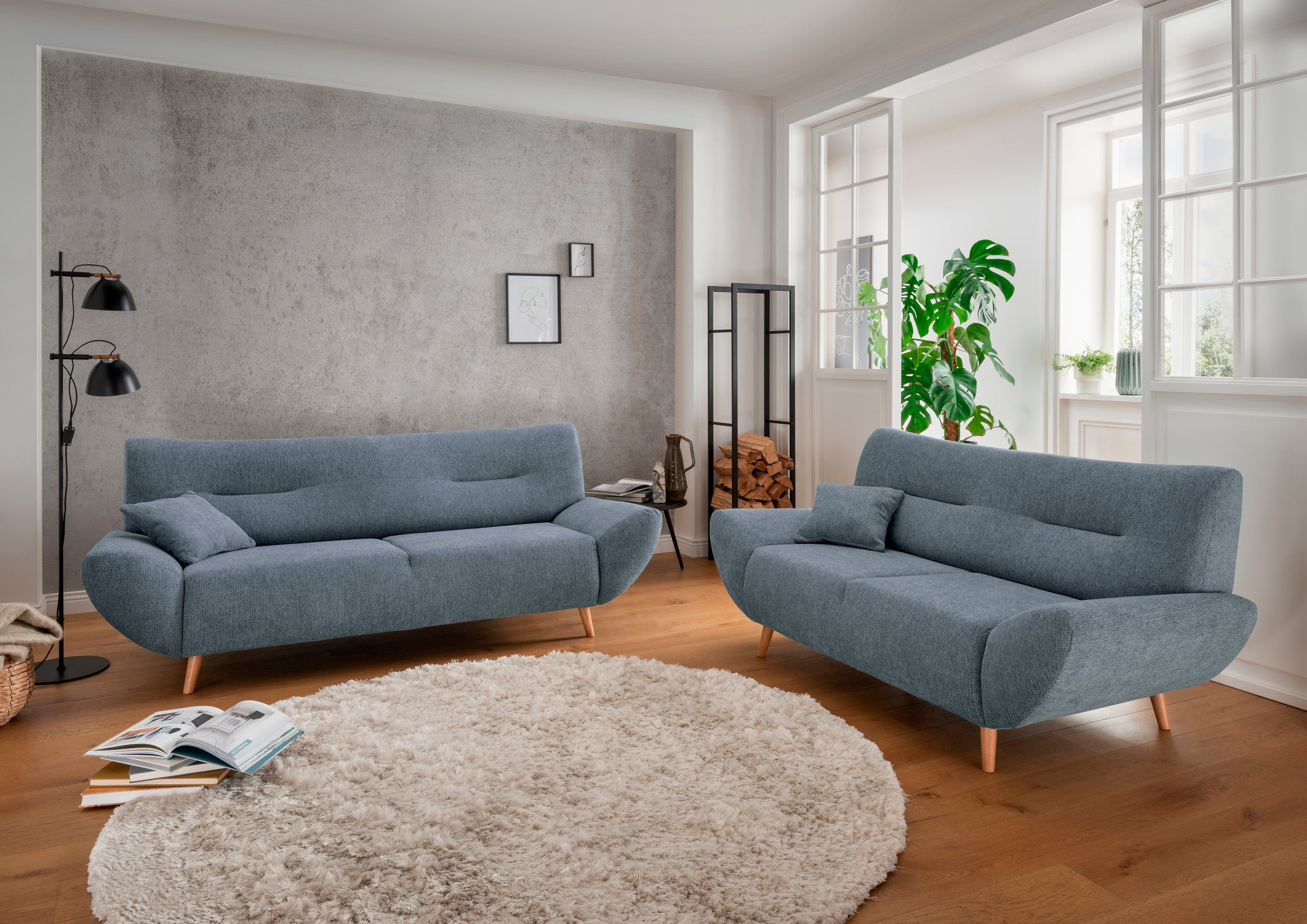 INOSIGN 2-zitsbank Drago elegant en tijdloos, comfortabel, houten voet