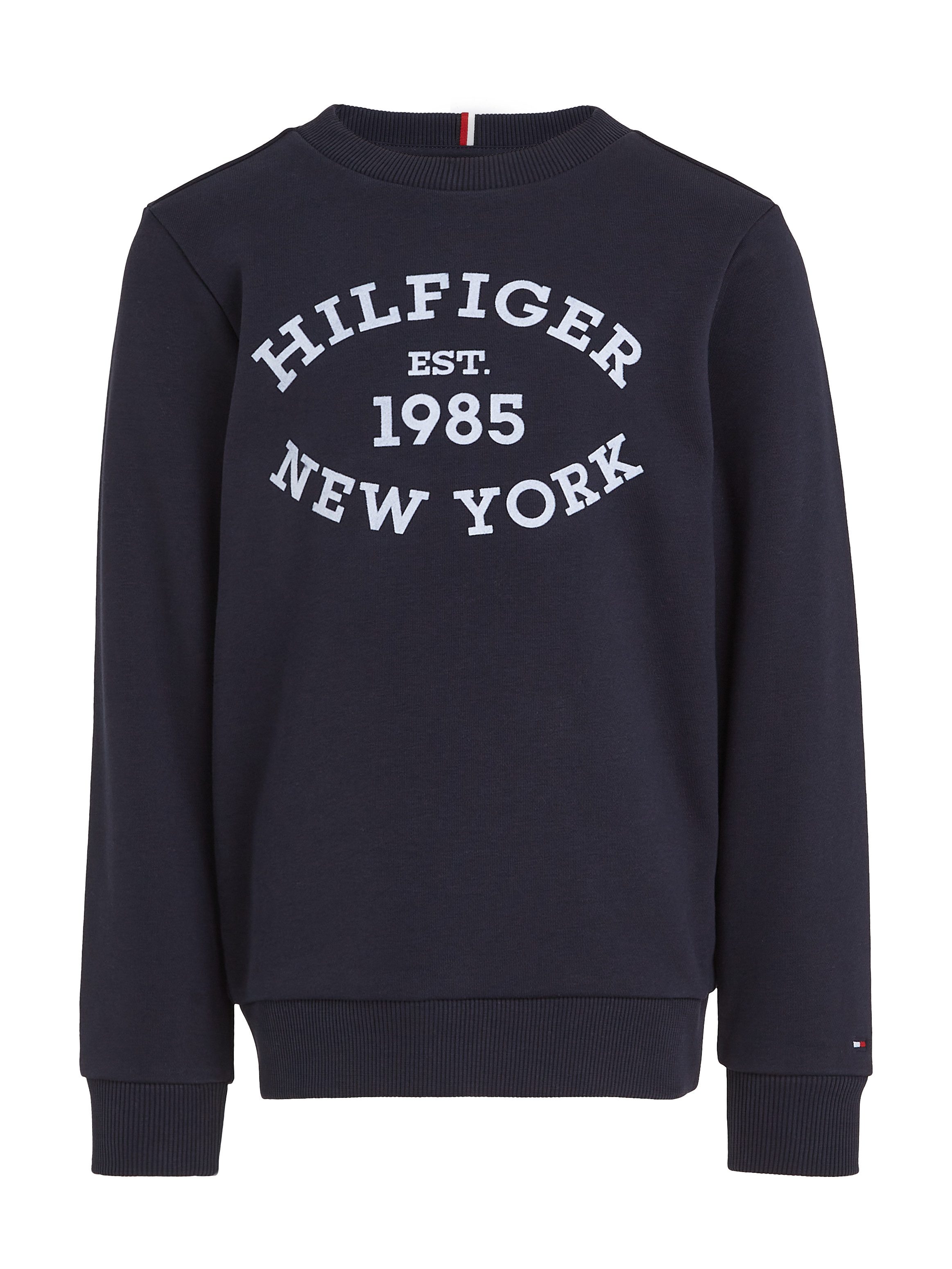 Tommy Hilfiger Sweatshirt MONOTYPE FLOCK REG SWEATSHIRT Baby tot 2 jaar, met frontprint, ronde hals,...