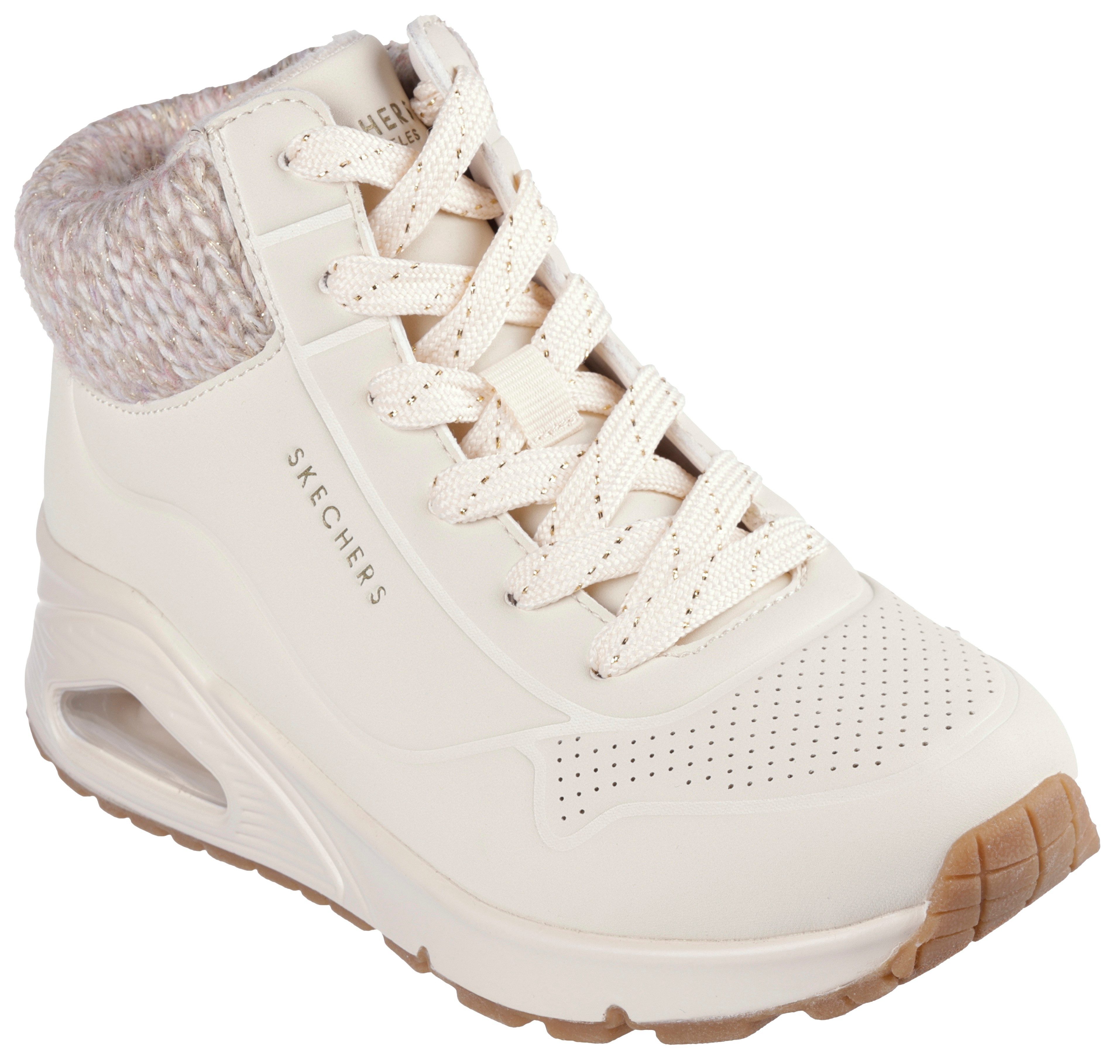 Skechers Sneakers Uno Gen1 - Darling Daze , veterschoenen, winterlaarzen, high top sneaker met warme voering meisjes sneakers maat 33 EU beige