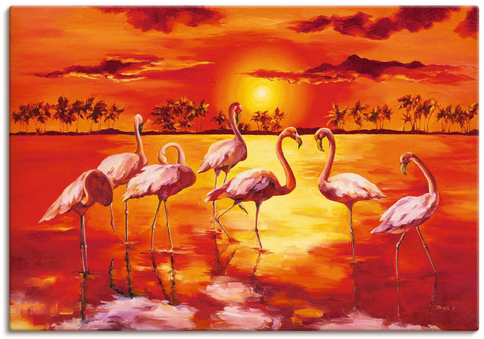 Artland Artprint Flamingo's in vele afmetingen & productsoorten - artprint van aluminium / artprint voor buiten, artprint op linnen, poster, muursticker / wandfolie ook geschikt vo