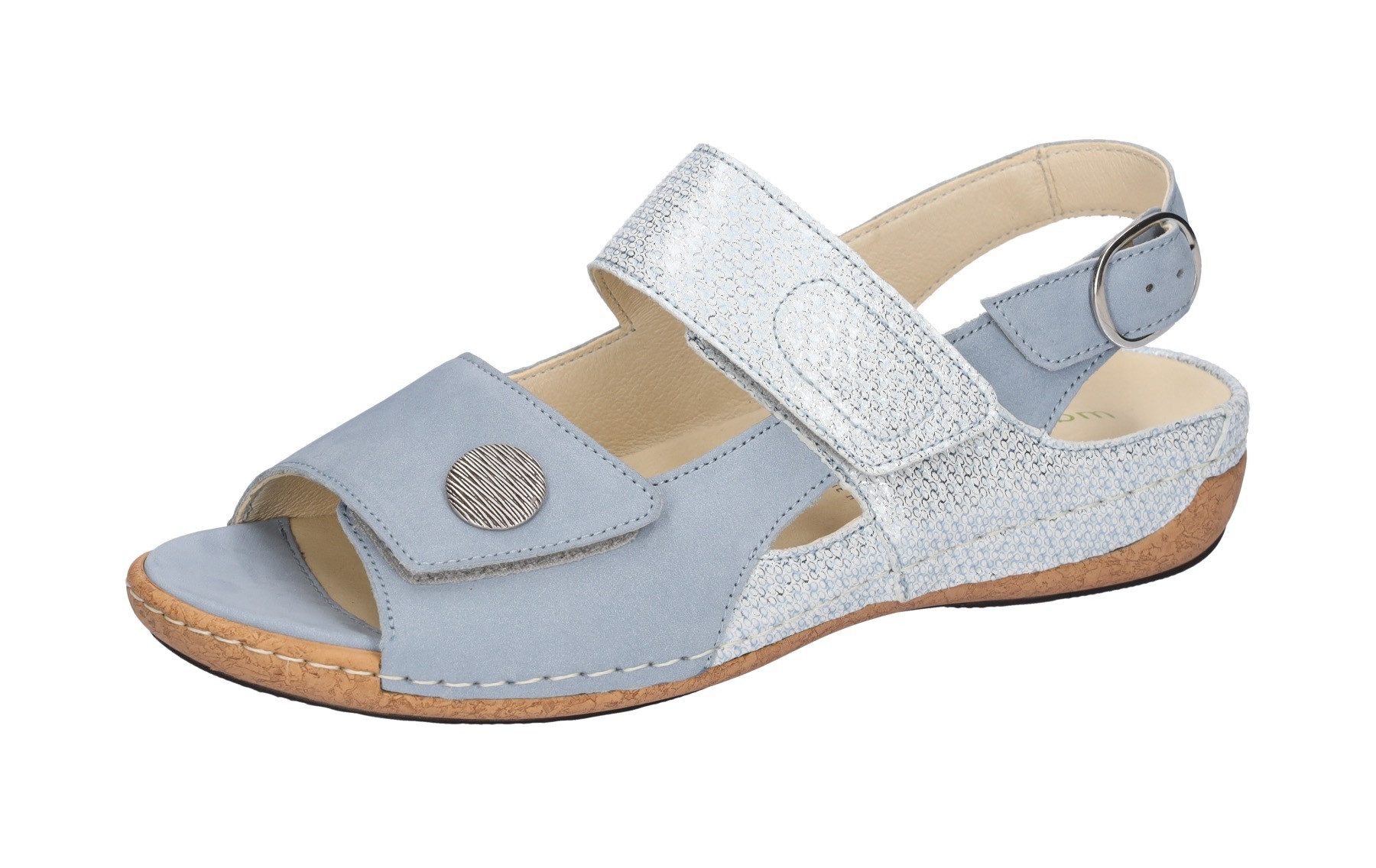 Waldläufer Sandalen HELIETT , zomerschoen, klittenbandschoen, sleehak, in comfortwijdte h (=zeer breed) dames sportieve sandalen maat 8 (42) blauw