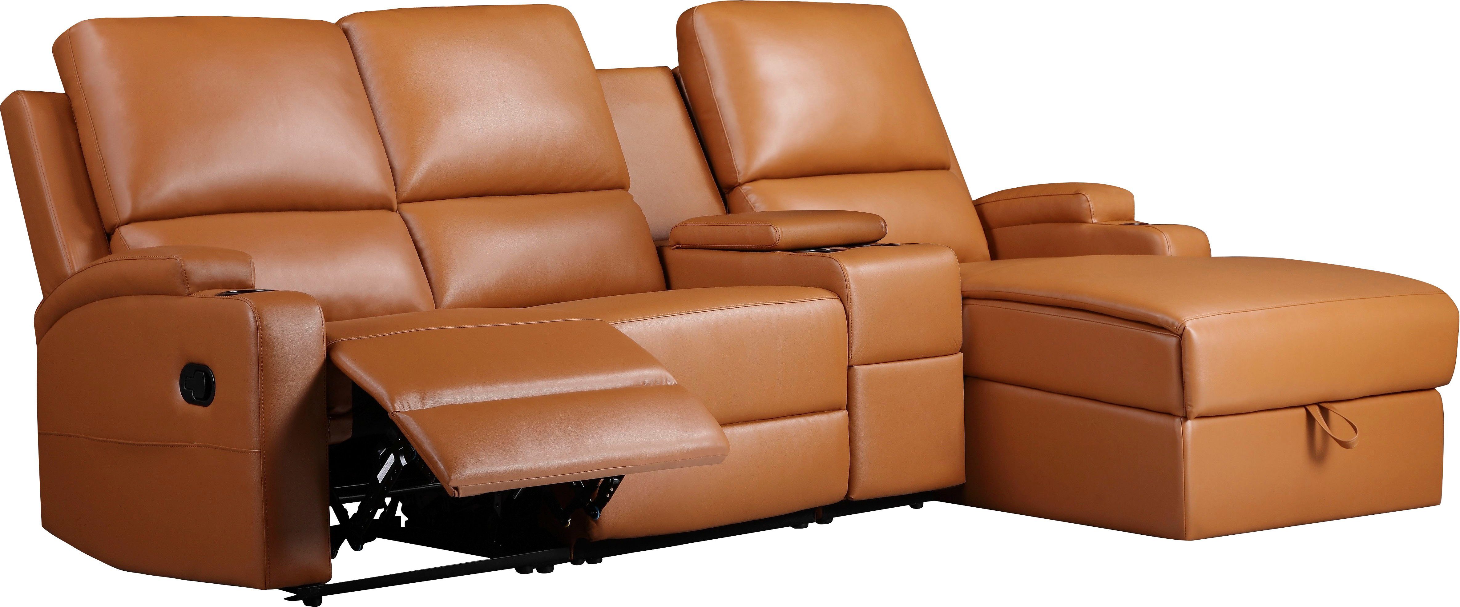 Home affaire Hoekbank Napori multimediabank, 3 bioscoopstoelen XXL, L-model, Bioscoopbank met relaxfunctie, bekerhouder, opbergvak en opbergbox
