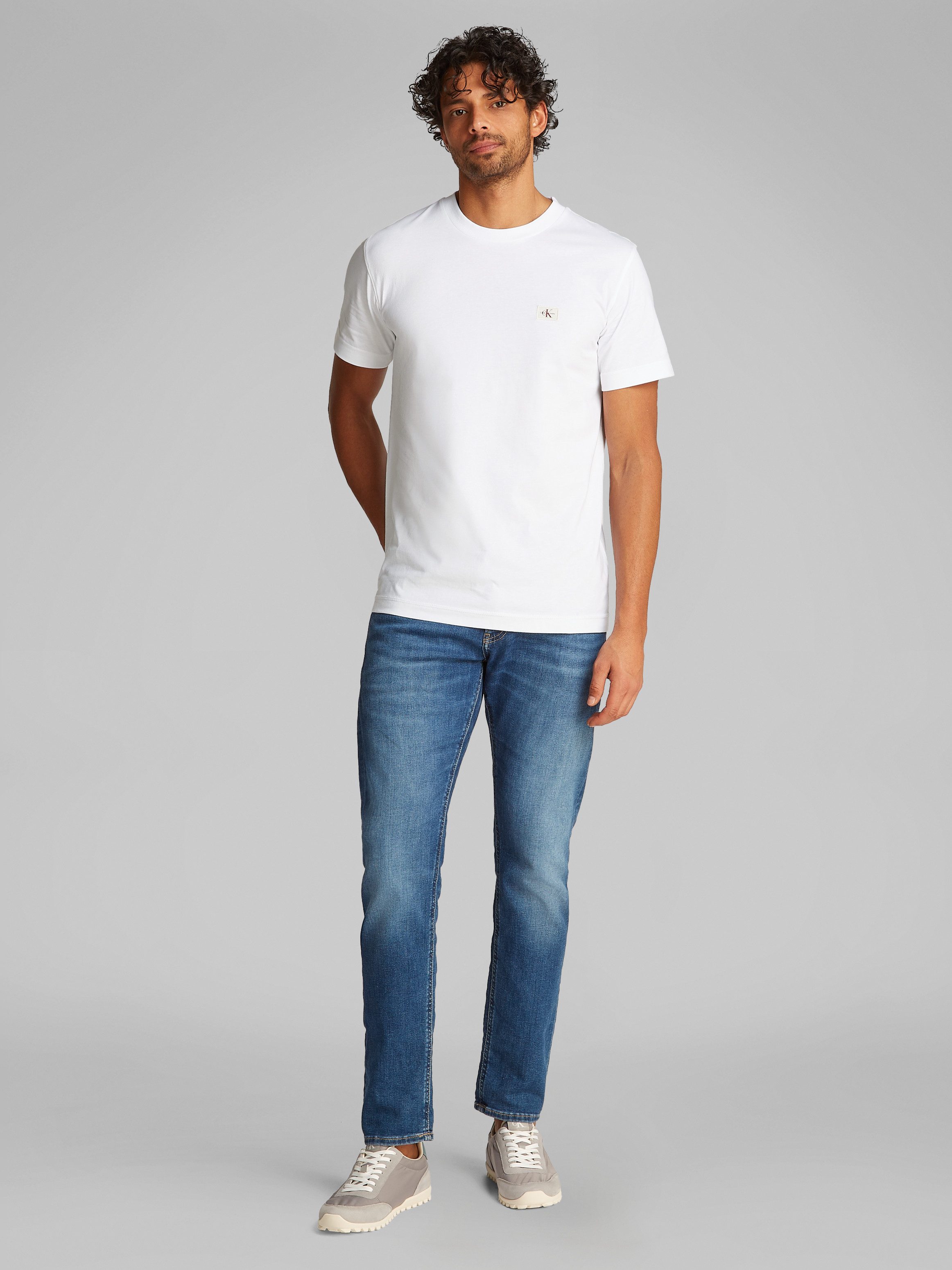 Calvin Klein Shirt met ronde hals WOVEN LABEL REGULAR TEE